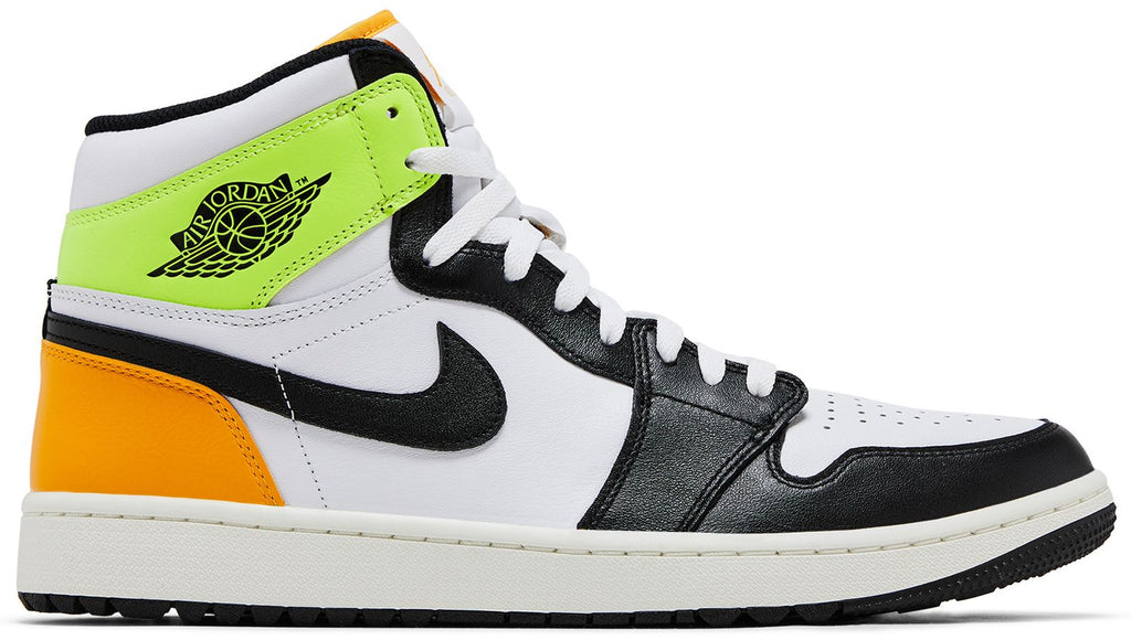 [DQ0660-105] MENS AIR JORDAN RETRO 1 HIGH GOLF 'WHITE UNIVERSITY GOLD VOLT BLACK'