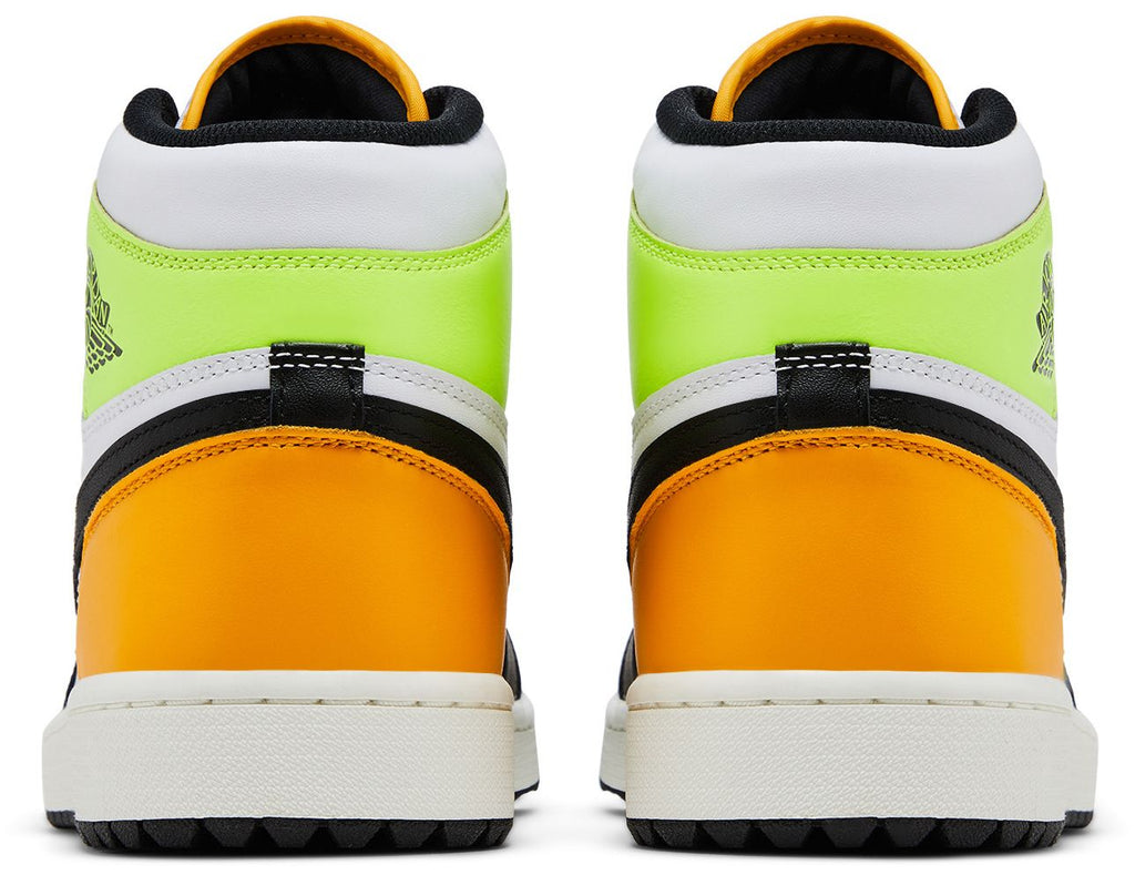 [DQ0660-105] MENS AIR JORDAN RETRO 1 HIGH GOLF 'WHITE UNIVERSITY GOLD VOLT BLACK'