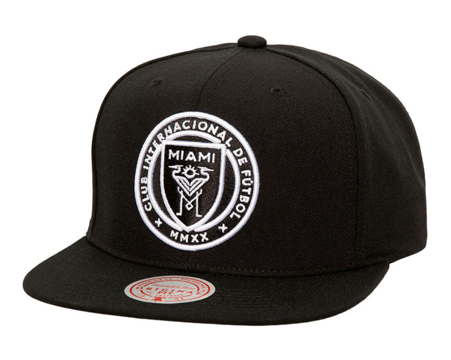 MENS MITCHELL & NESS MLS EVERGREEN BLACK WHITE SNAPBACK MIAMI CF