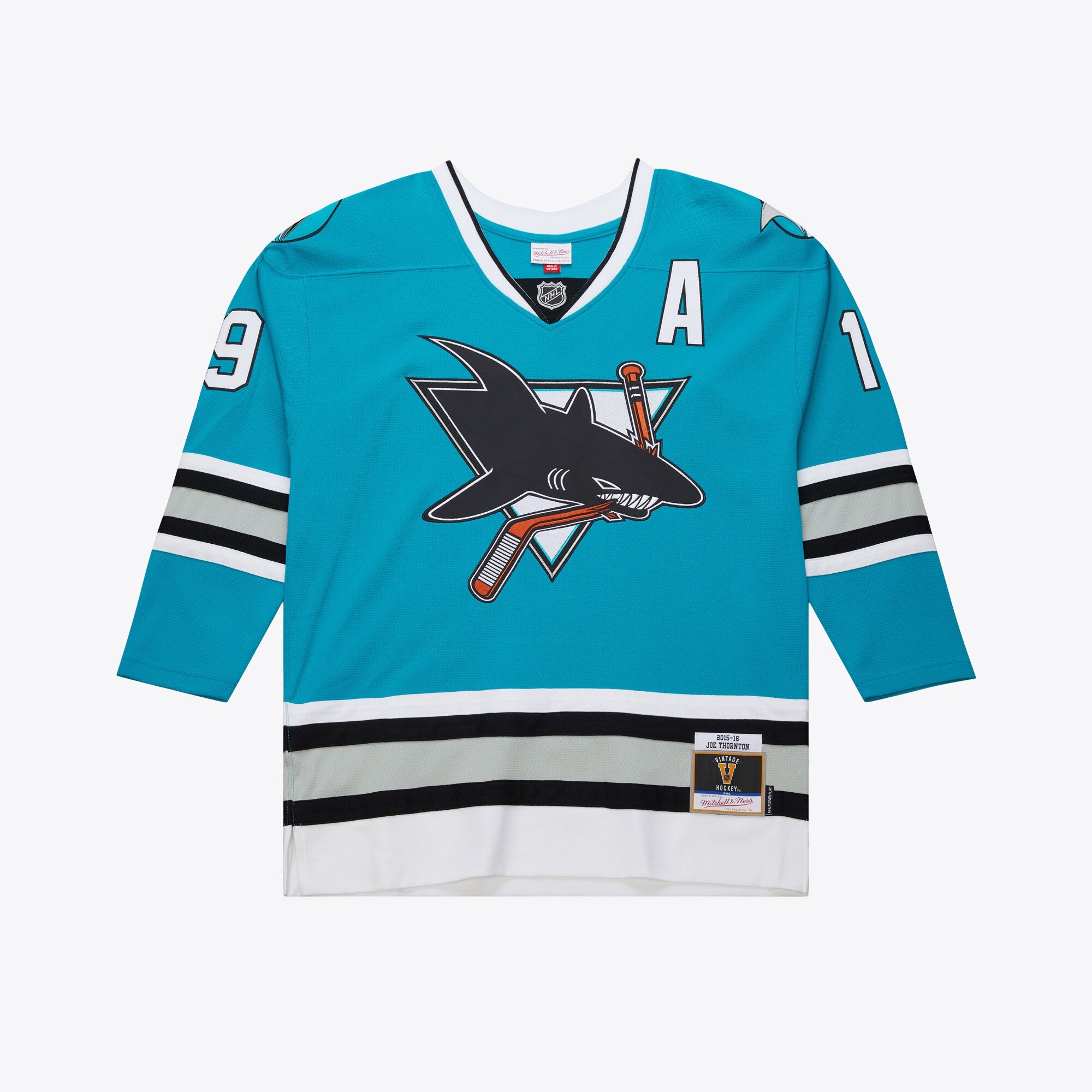 MENS MITCHELL & NESS NHL DARK JERSEY SHARKS 2015 JOE THORNTON