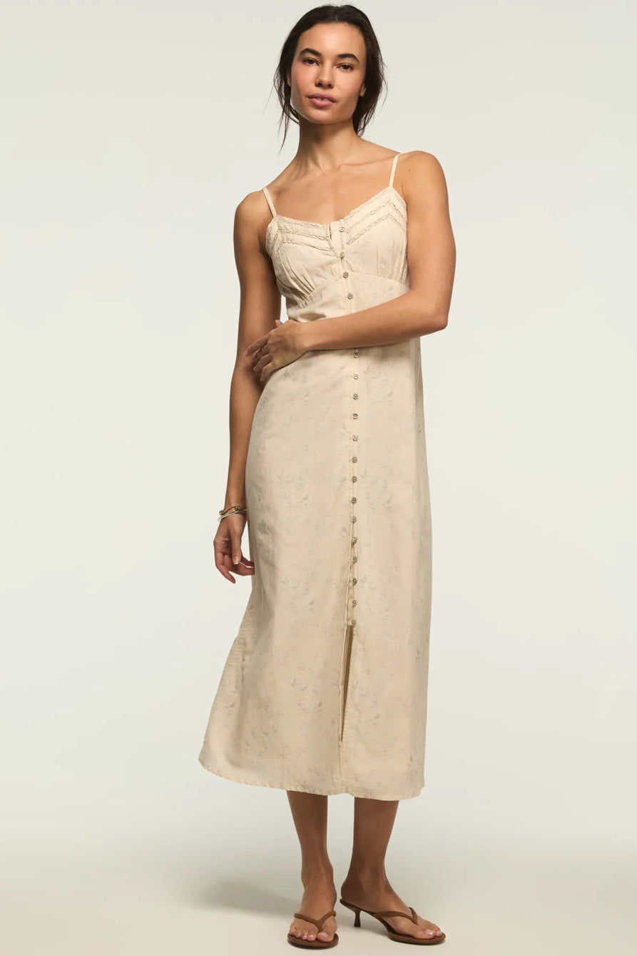 [162484-100] WOMENS LUCKY BRAND FESTIVAL LACE TRIMMED SLIP DRESS - CREAM MULTI