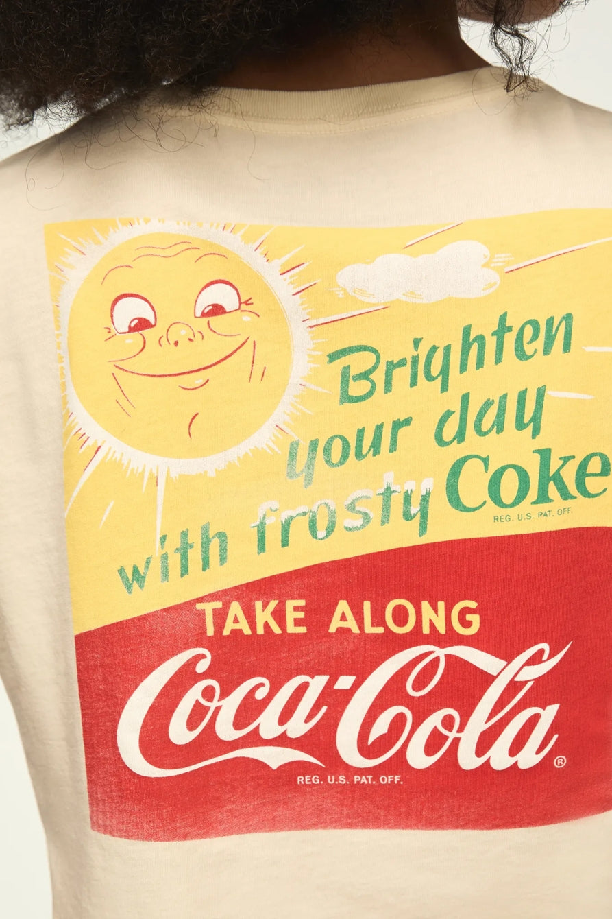 [163130-110] WOMENS LUCKY BRAND COCA COLA BRIGHTEN YOUR DAY CLASSIC CREW
