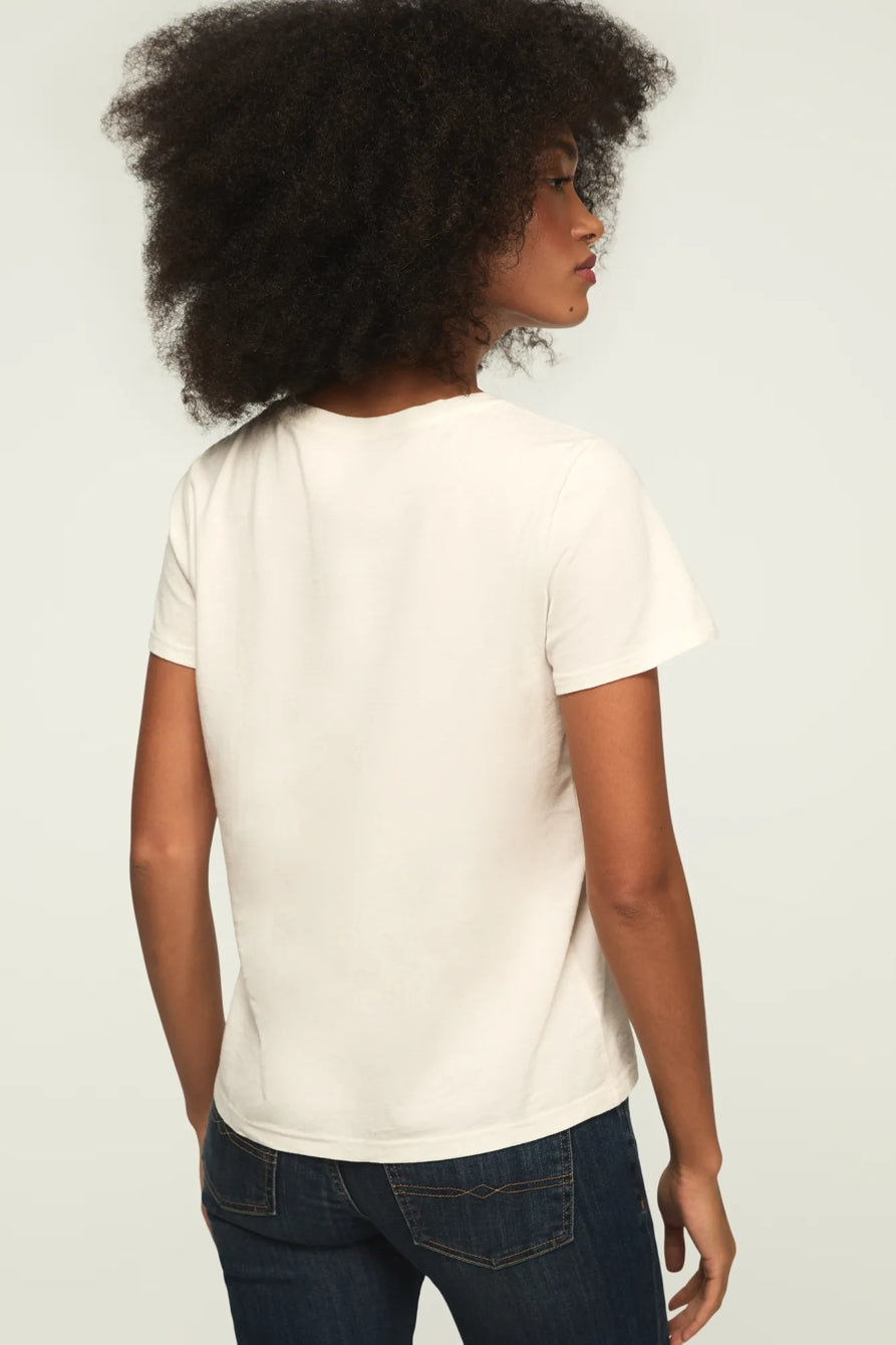 [163141-100] WOMENS LUCKY BRAND STAY LUCKY CARD CLASSIC CREW - GARDENIA