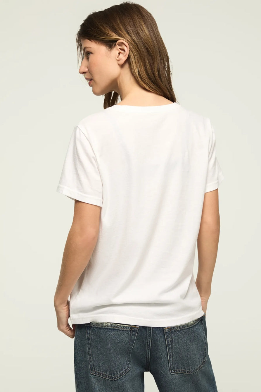 [163160-110] WOMENS LUCKY BRAND FLORAL POSTER EMBELLISHED CLASSIC CREW