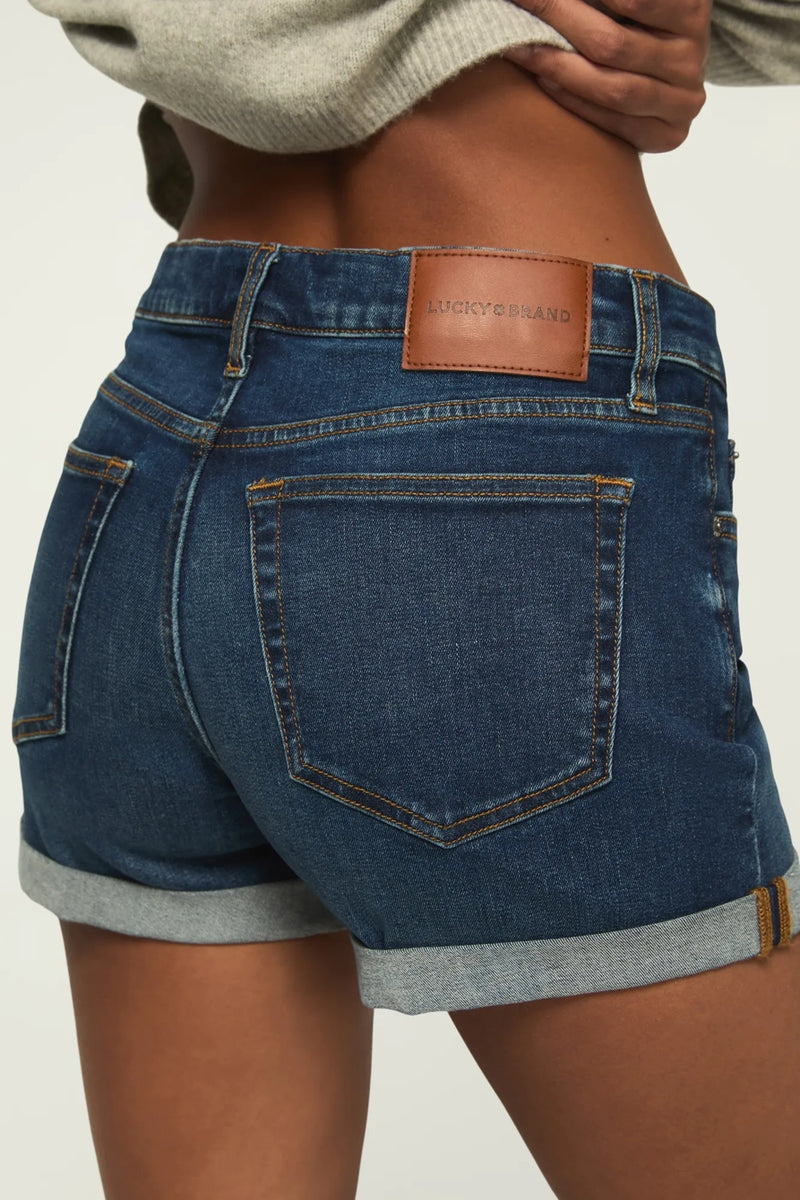 [163333-410] WOMENS LUCKY BRAND MID RISE AVA SHORT - NIGHT CAFE ROLLED WASH