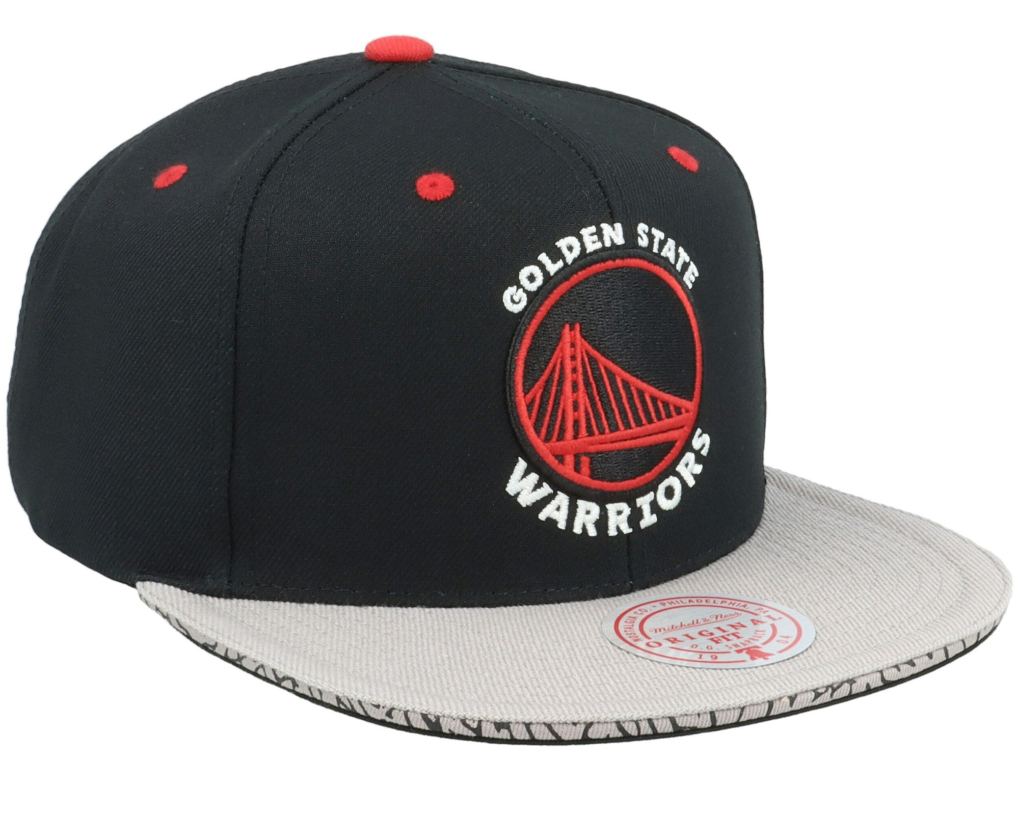 MENS MITCHELL & NESS NBA THREE COLLECTION SNAPBACK WARRIORS - BLACK-GREY
