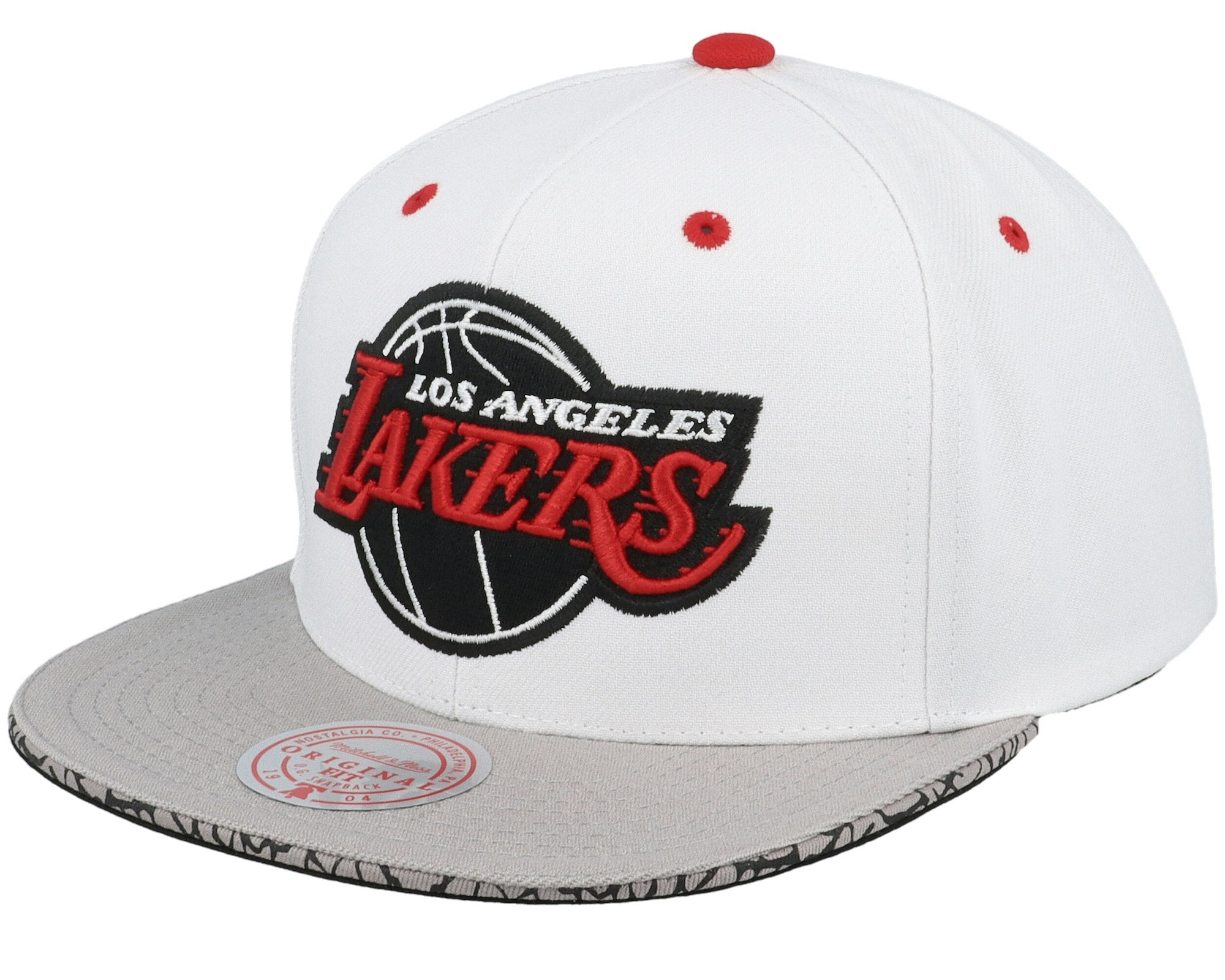 MENS MITCHELL & NESS NBA THREE COLLECTION SNAPBACK LAKERS - WHITE-SILVER