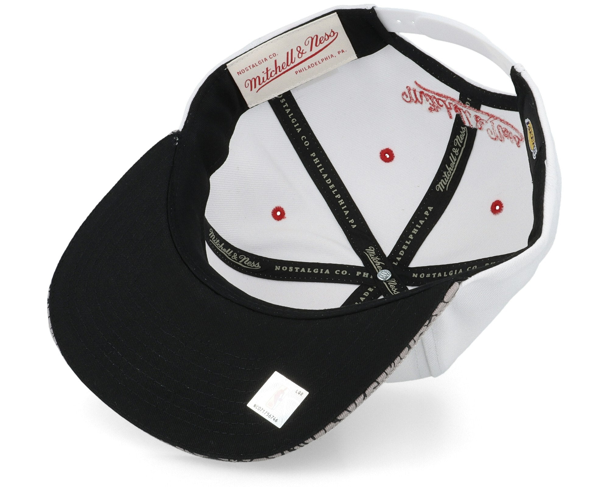 MENS MITCHELL & NESS NBA THREE COLLECTION SNAPBACK LAKERS - WHITE-SILVER