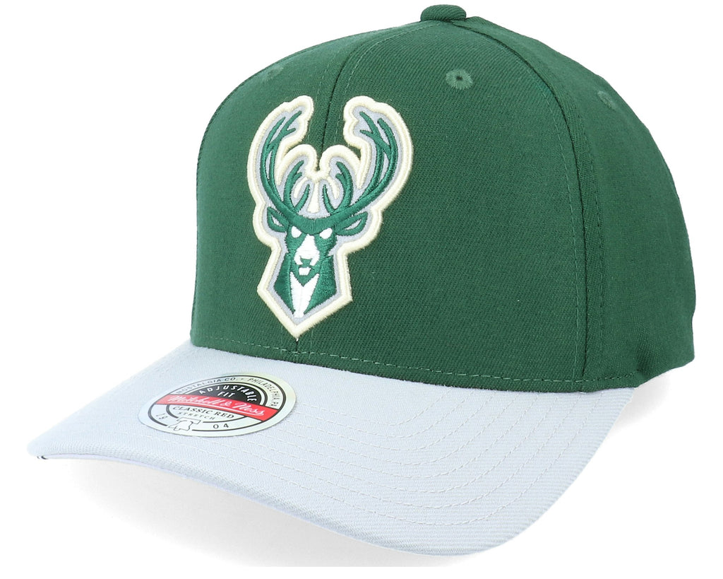 MENS MITCHELL & NESS NBA SPOT LIGHTS STRETCH SNAPBACK BUCKS - GREEN-GREY