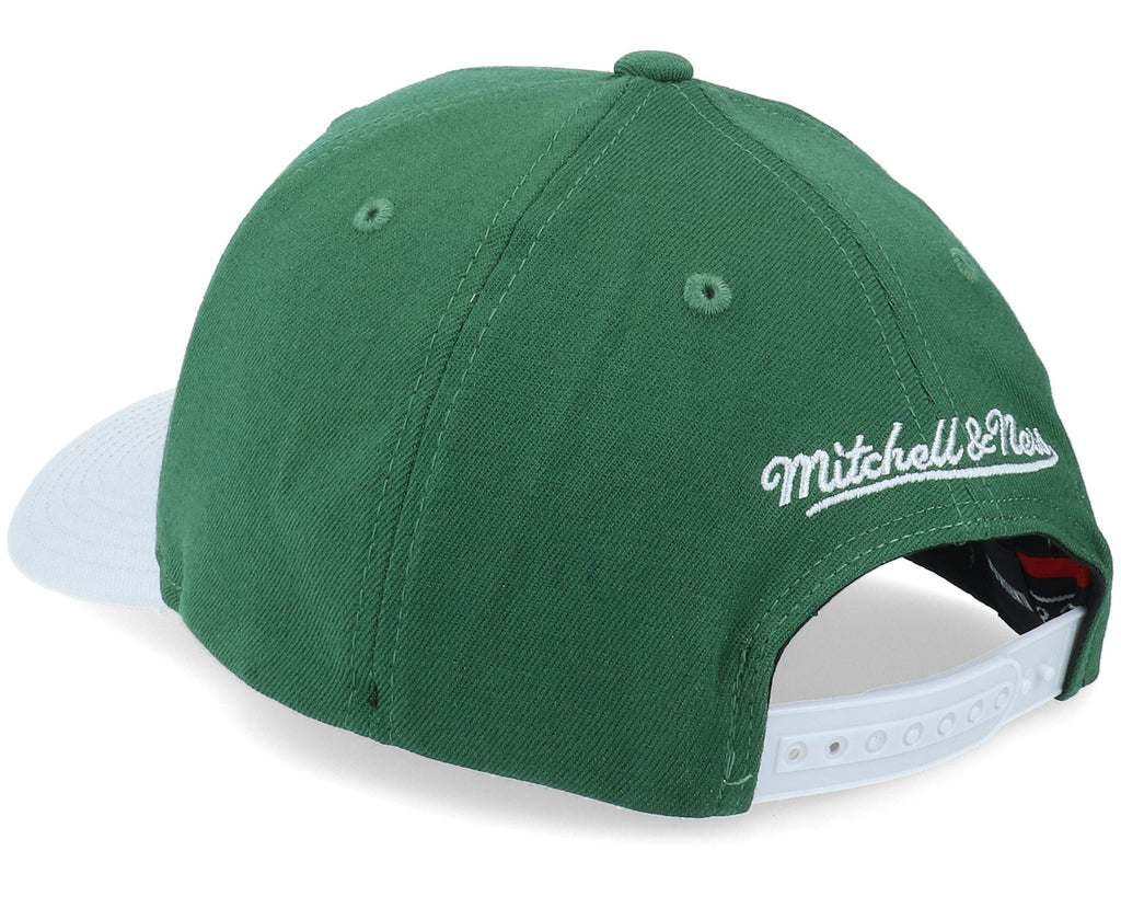 MENS MITCHELL & NESS NBA SPOT LIGHTS STRETCH SNAPBACK BUCKS - GREEN-GREY
