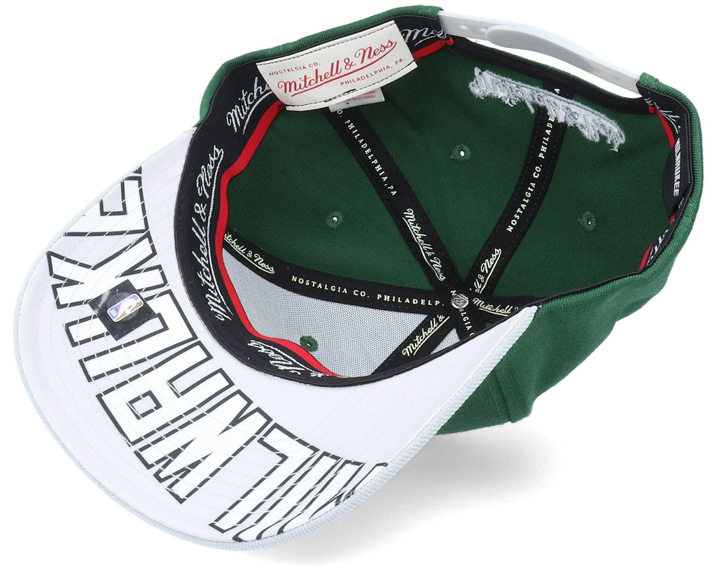 MENS MITCHELL & NESS NBA SPOT LIGHTS STRETCH SNAPBACK BUCKS - GREEN-GREY