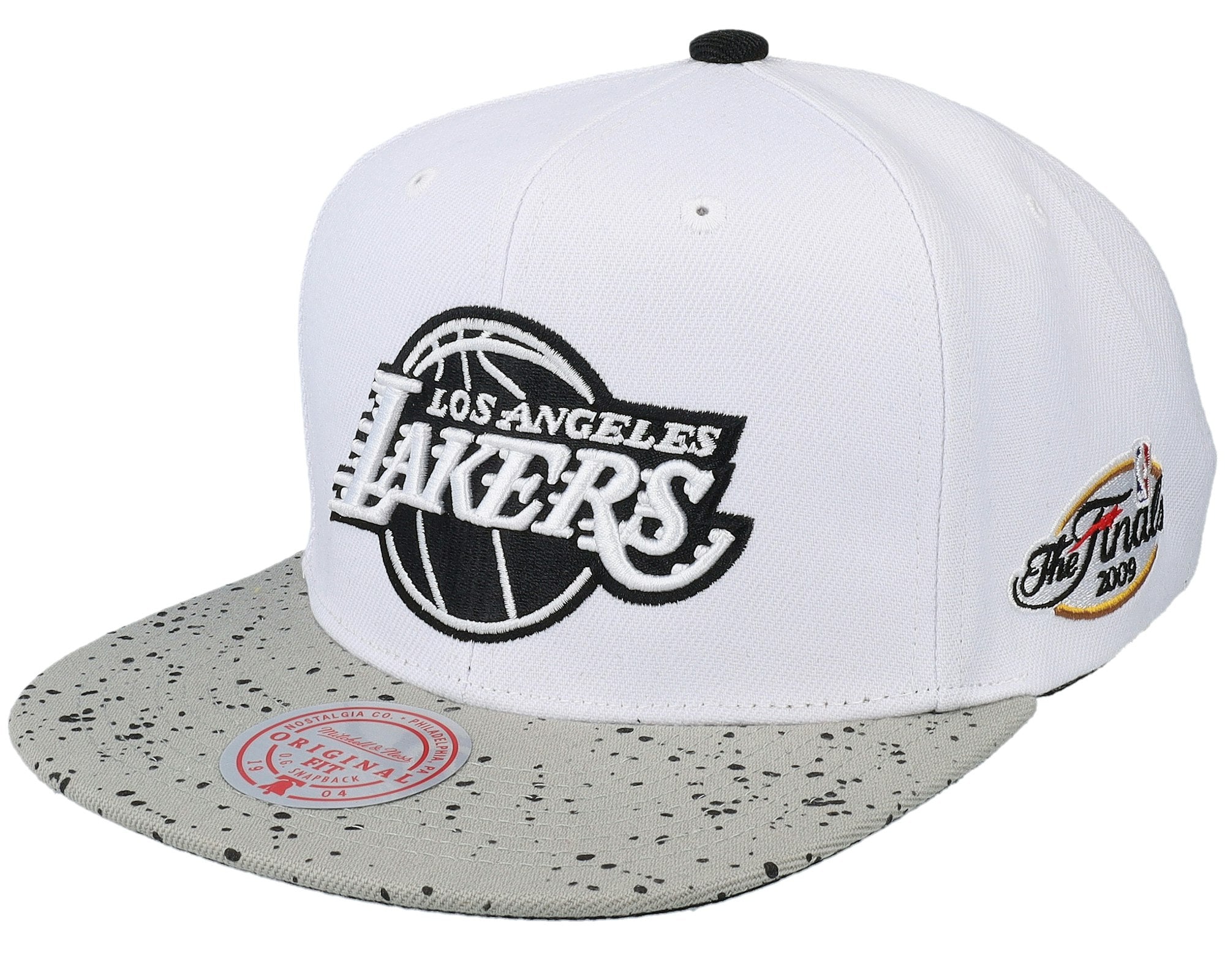 MENS MITCHELL & NESS NBA CEMENT TOP SNAPBACK LAKERS - WHITE-SILVER