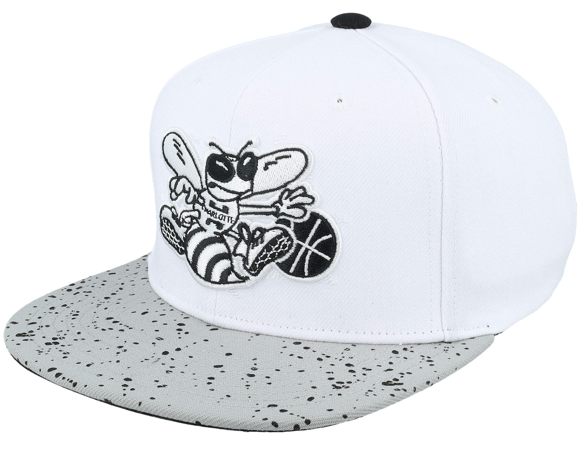 MENS MITCHELL & NESS NBA CEMENT TOP SNAPBACK HWC HORNETS - WHITE-SILVER