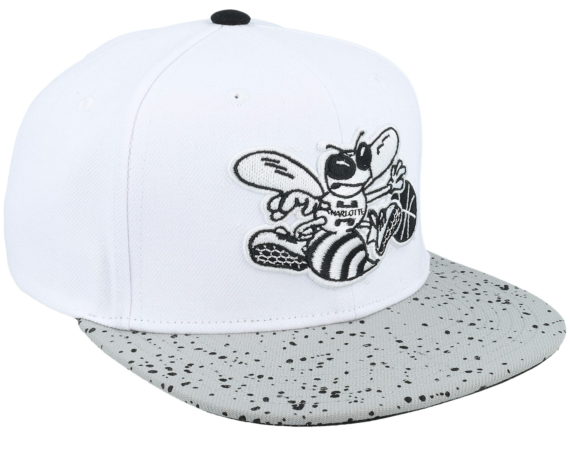 MENS MITCHELL & NESS NBA CEMENT TOP SNAPBACK HWC HORNETS - WHITE-SILVER