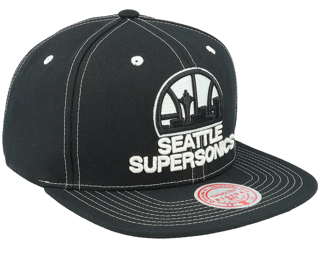 MENS MITCHELL & NESS NBA GLOW UP SNAPBACK HWC SUPERSONICS - BLACK