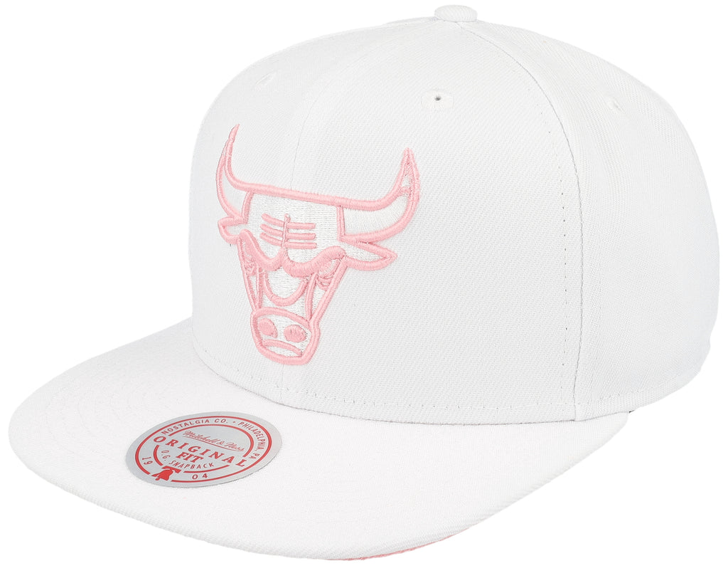 MENS MITCHELL & NESS NBA SUMMER SUEDE SNAPBACK BULLS - WHITE