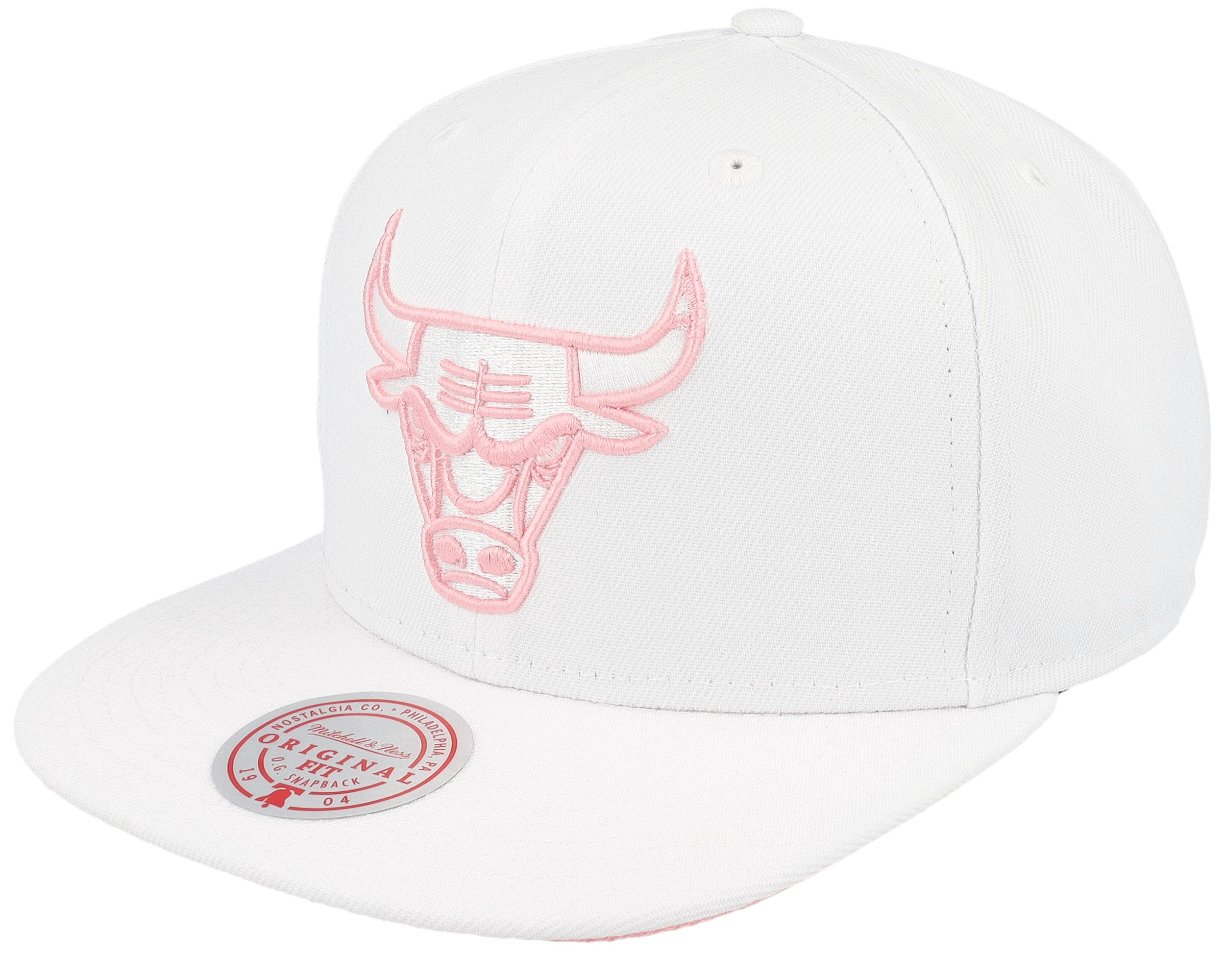 MENS MITCHELL & NESS NBA SUMMER SUEDE SNAPBACK BULLS - WHITE