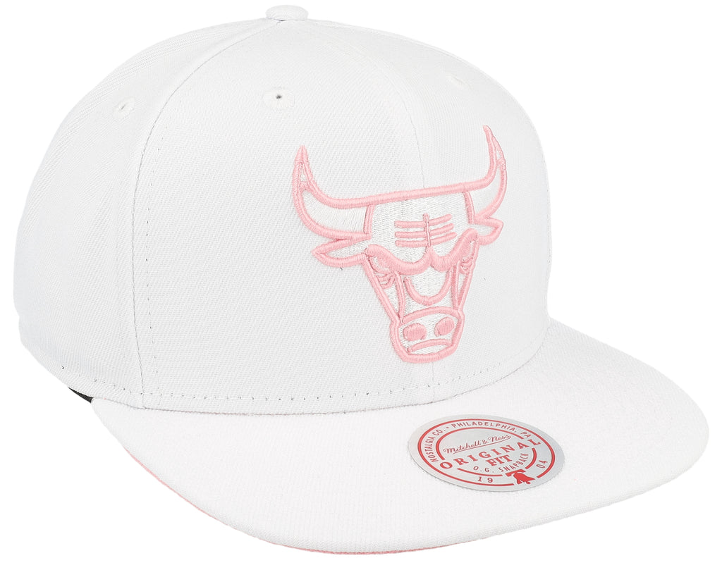 MENS MITCHELL & NESS NBA SUMMER SUEDE SNAPBACK BULLS - WHITE