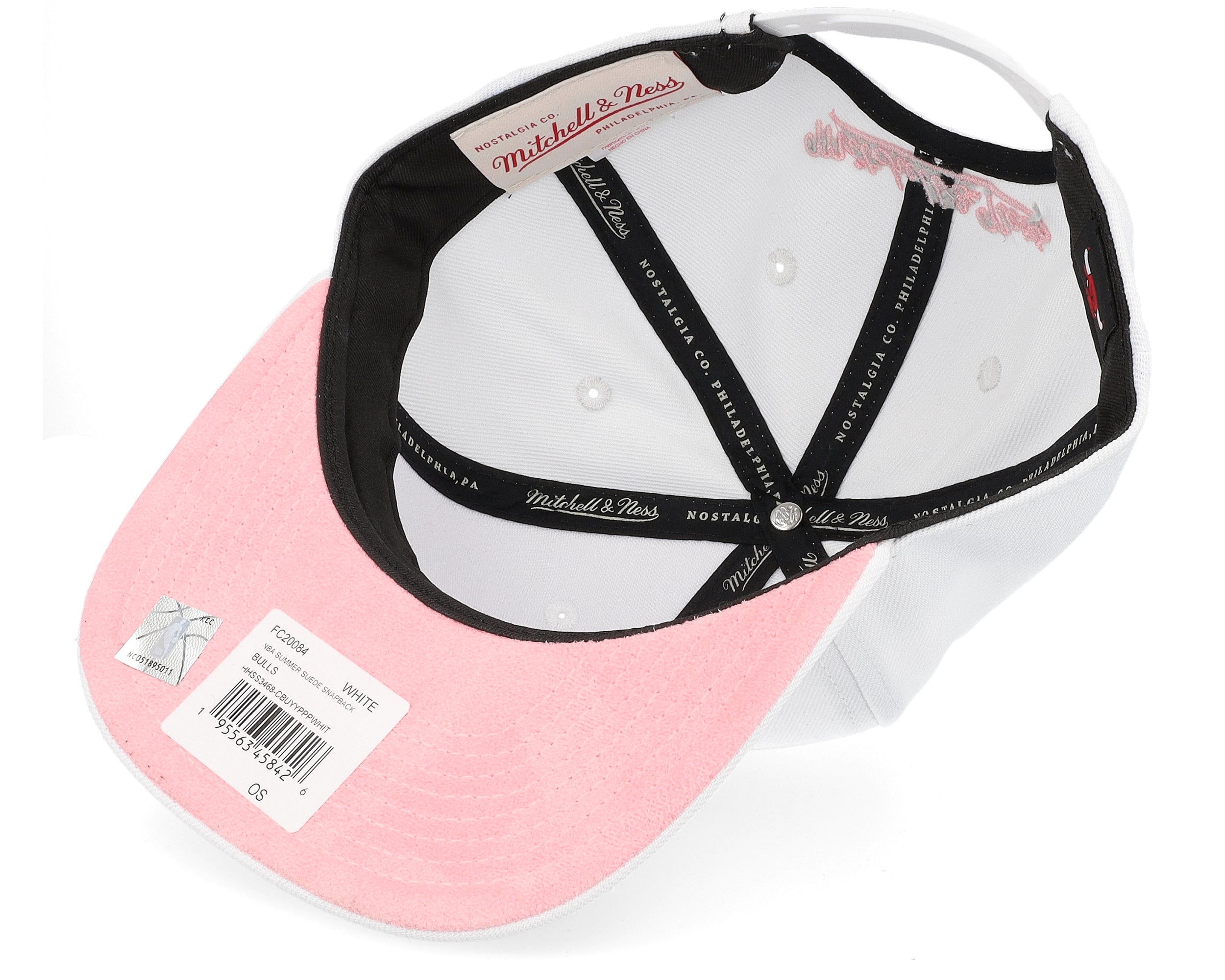 MENS MITCHELL & NESS NBA SUMMER SUEDE SNAPBACK BULLS - WHITE