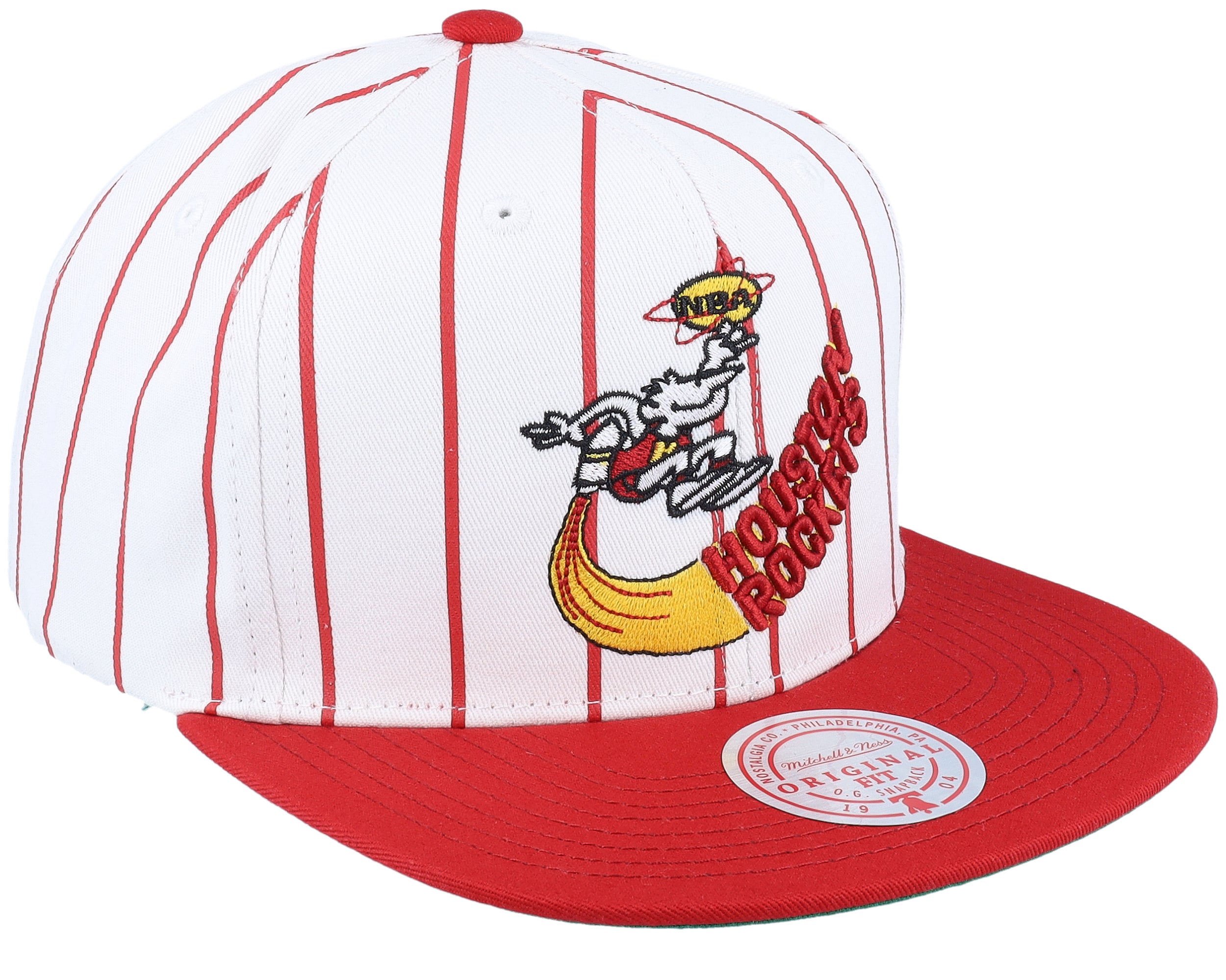 Mens Mitchell & Ness NBA RETRO PINSTRIPE SNAPBACK HWC ROCKETS