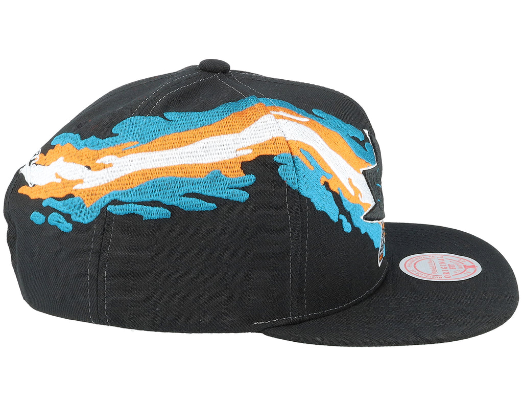 Mens Mitchell & Ness NHL VINTAGE PAINTBRUSH SNAPBACK SHARKS