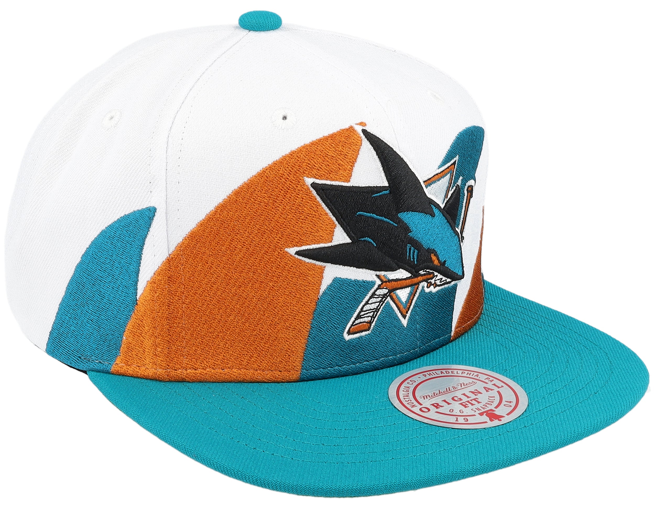 Mens Mitchell & Ness NHL VINTAGE SHARKTOOTH SNAPBACK SHARKS