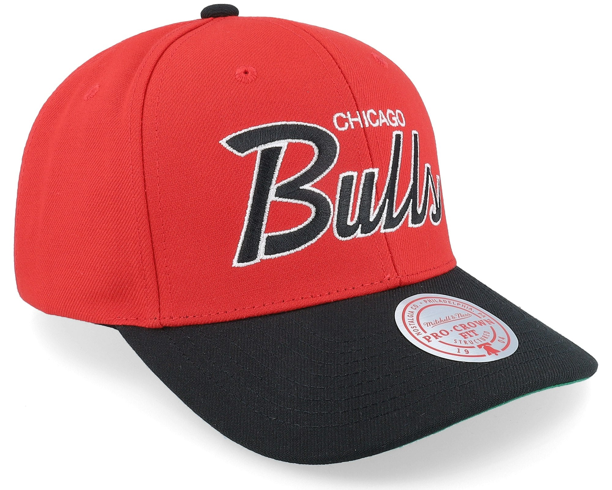 MENS MITCHELL & NESS NBA TEAM SCRIPT 2.0 PRO SNAPBACK HWC BULLS