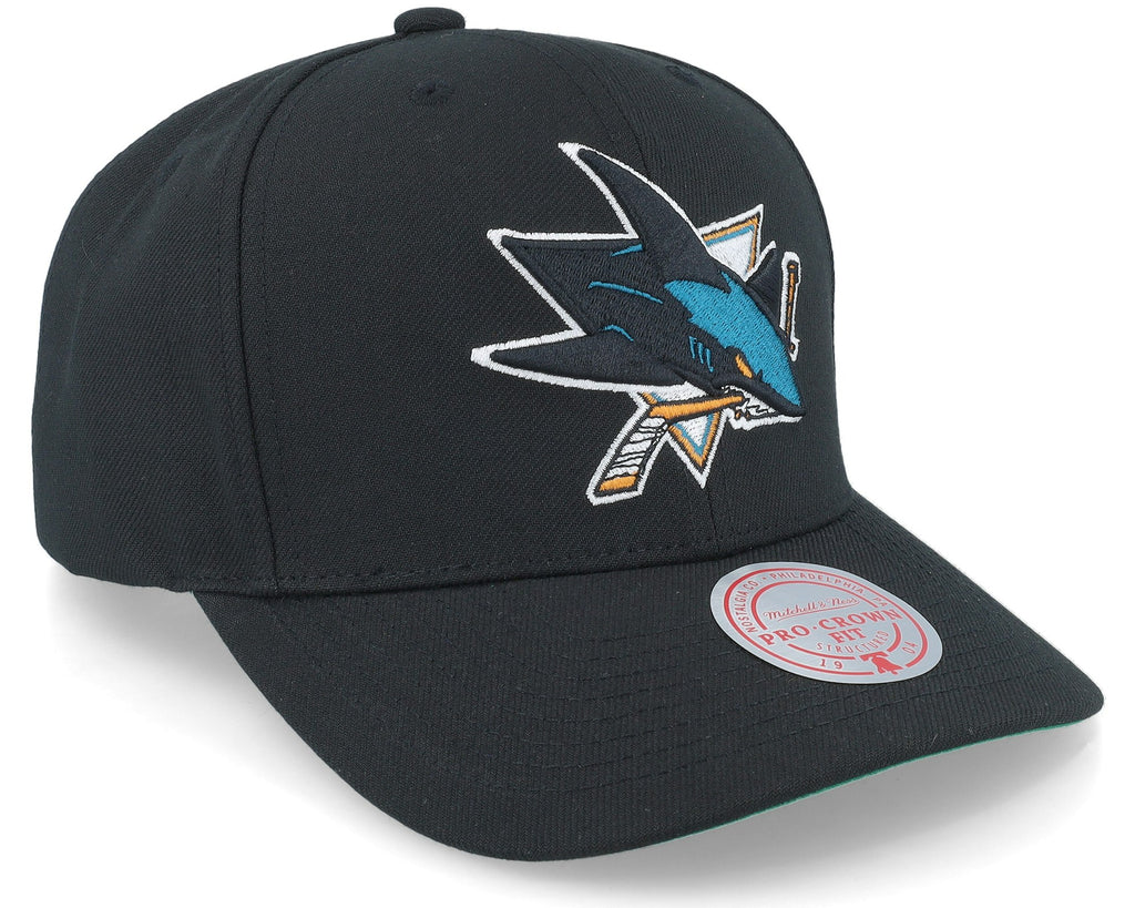MENS MITCHELL & NESS NHL TEAM GROUND 2.0 PRO SNAPBACK SHARKS - BLACK