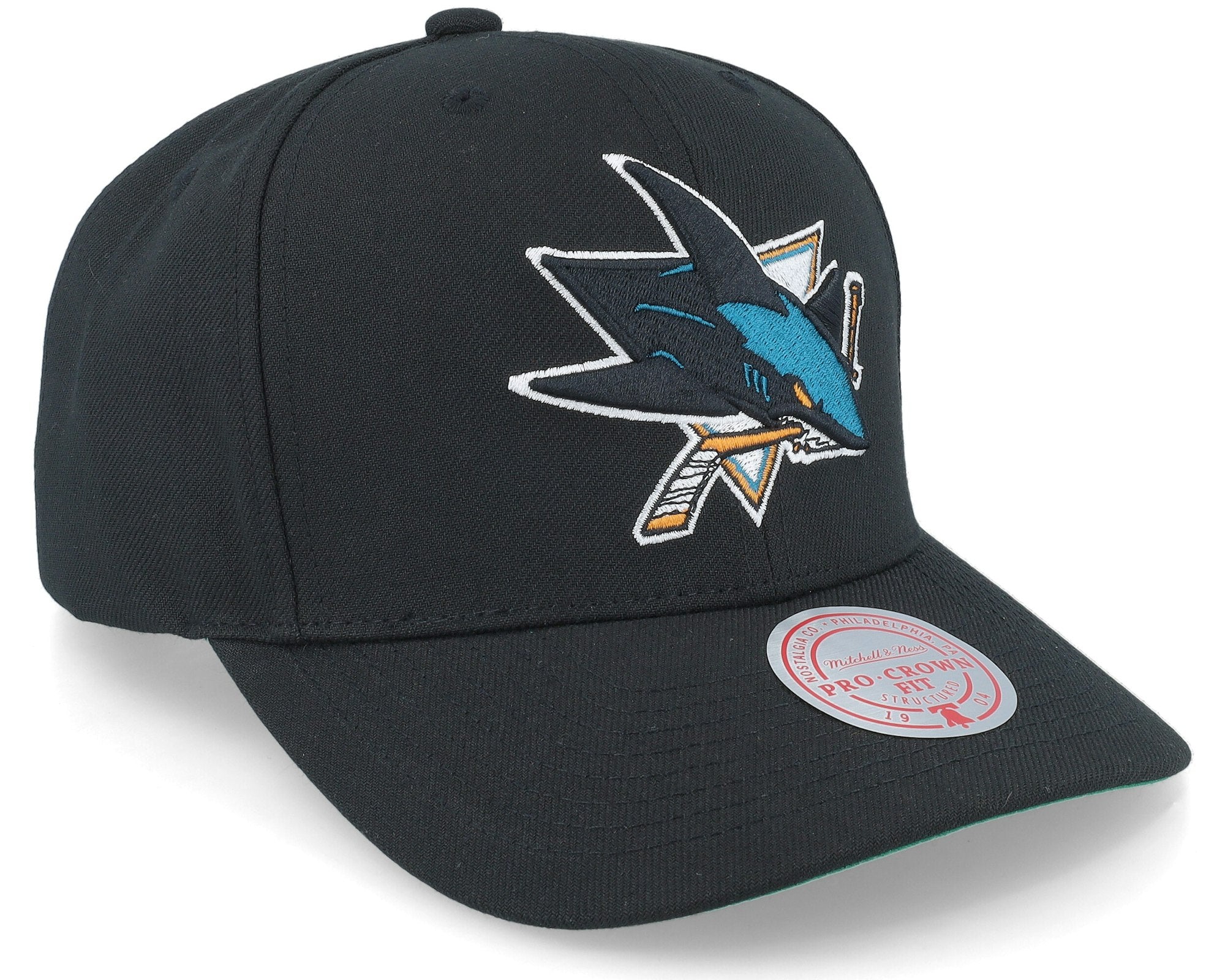 MENS MITCHELL & NESS NHL TEAM GROUND 2.0 PRO SNAPBACK SHARKS - BLACK