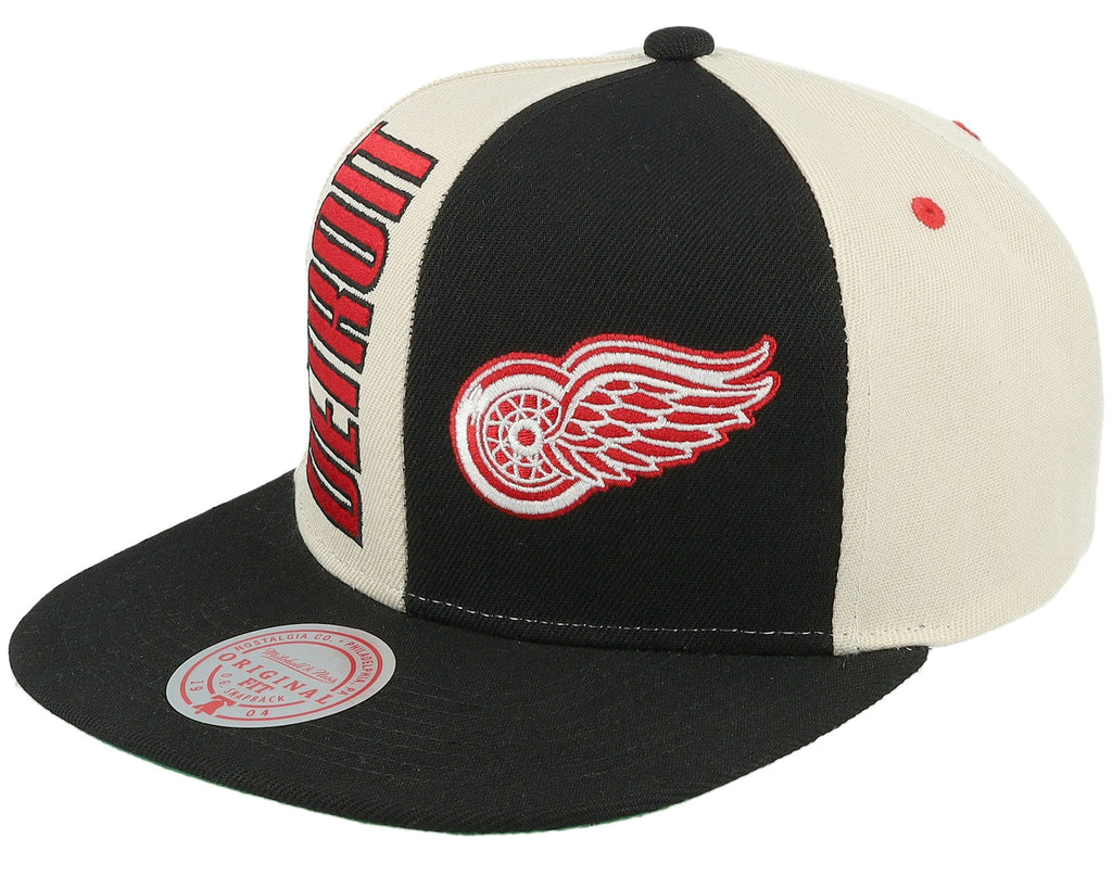 MENS MITCHELL & NESS NHL POP PANEL SNAPBACK RED WINGS - OFF WHITE