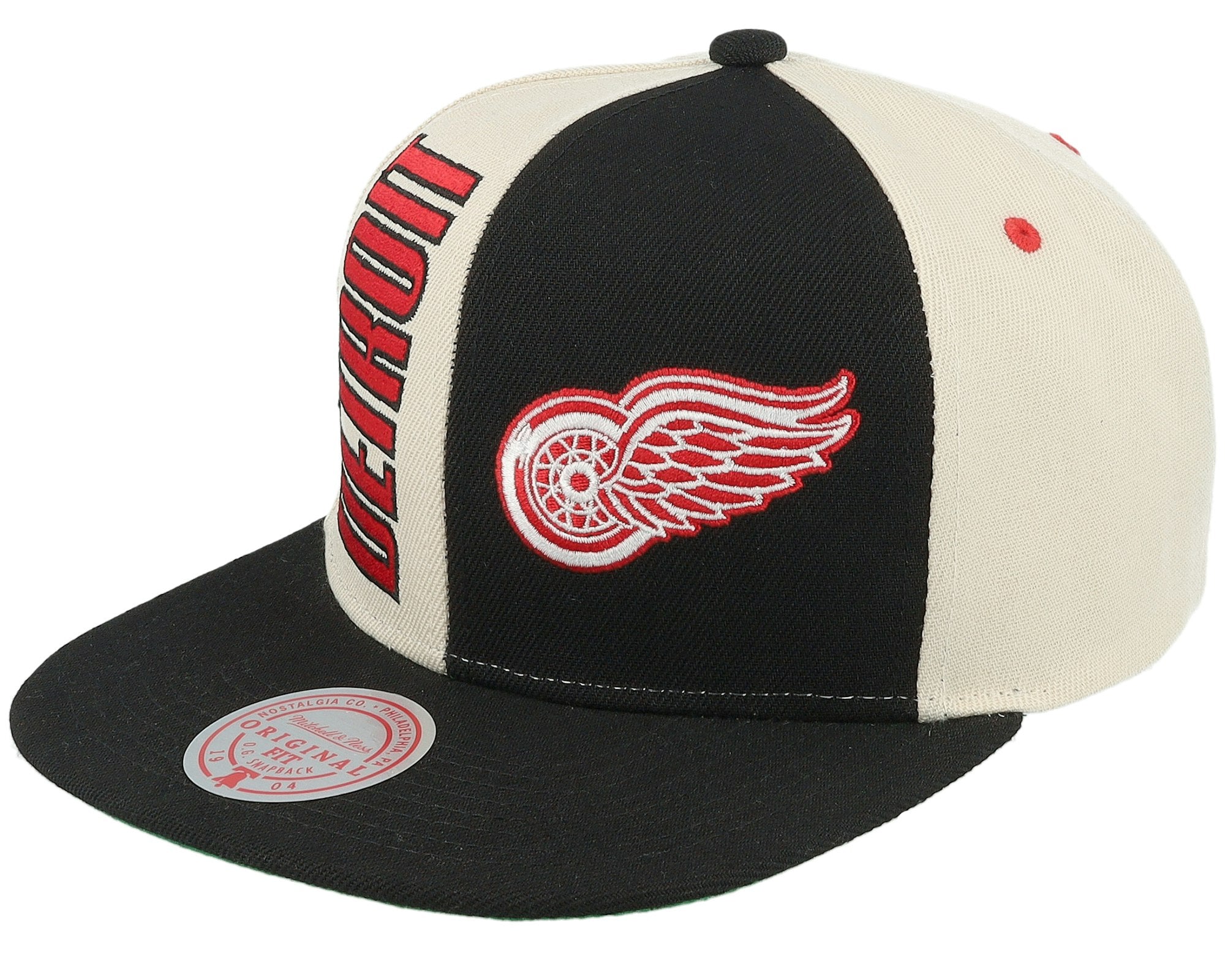 MENS MITCHELL & NESS NHL POP PANEL SNAPBACK RED WINGS - OFF WHITE