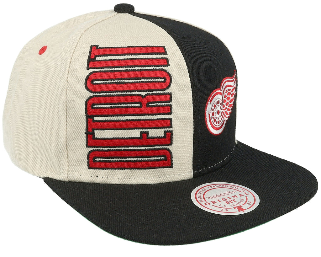 MENS MITCHELL & NESS NHL POP PANEL SNAPBACK RED WINGS - OFF WHITE