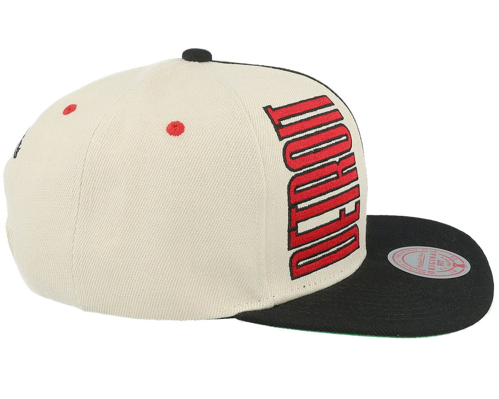 MENS MITCHELL & NESS NHL POP PANEL SNAPBACK RED WINGS - OFF WHITE