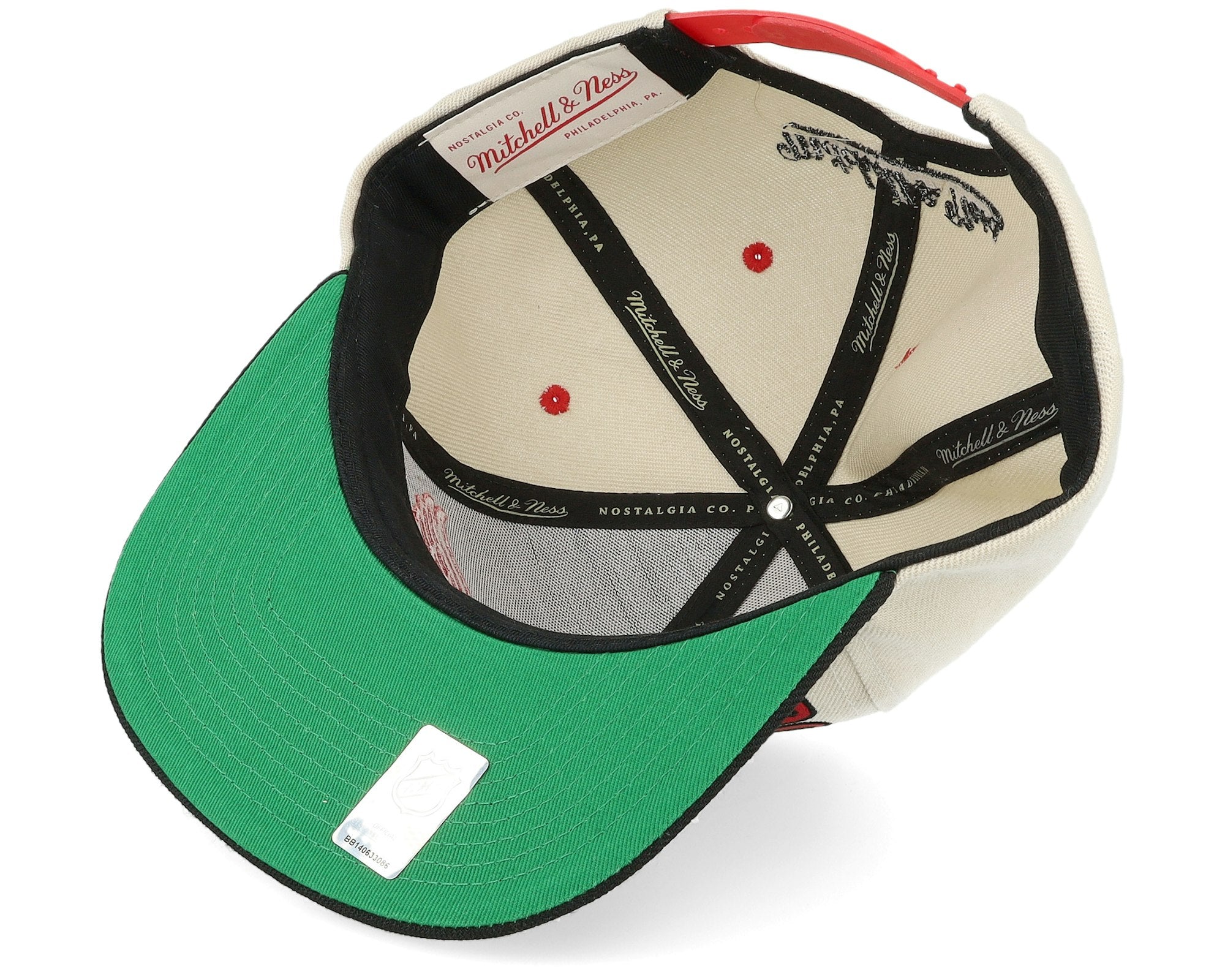MENS MITCHELL & NESS NHL POP PANEL SNAPBACK RED WINGS - OFF WHITE