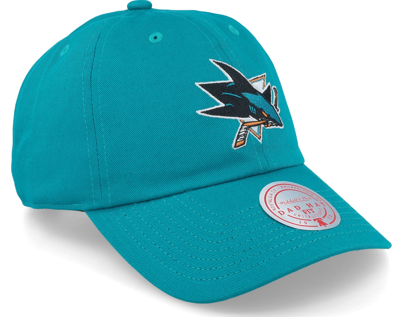 MENS MITCHELL & NESS NHL TEAM GROUND 2.0 DAD STRAPBACK SHARKS - TEAL
