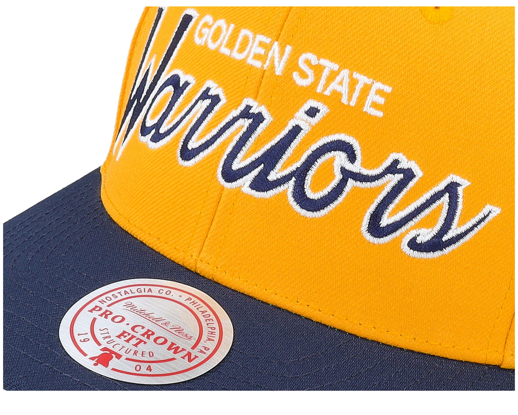 Mens Mitchell & Ness NBA TEAM SCRIPT 2.0 PRO SNAPBACK HWC WARRIORS