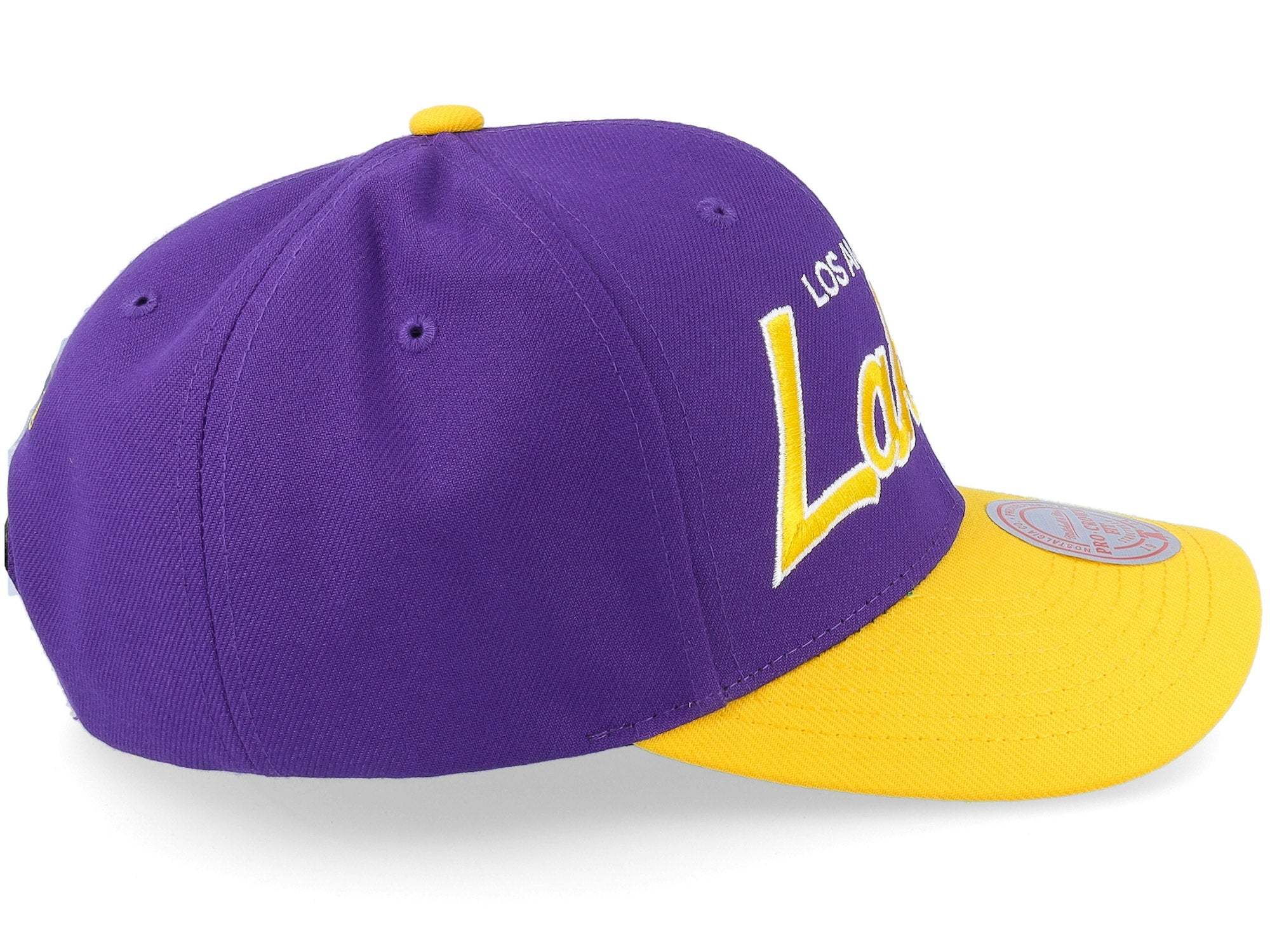 Mens MITCHELL & NESS NBA TEAM SCRIPT 2.0 PRO SNAPBACK HWC LAKERS