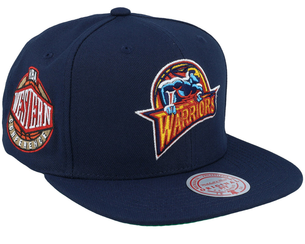 MENS MITCHELL & NESS NBA CONFERENCE PATCH SNAPBACK HWC WARRIORS - NAVY