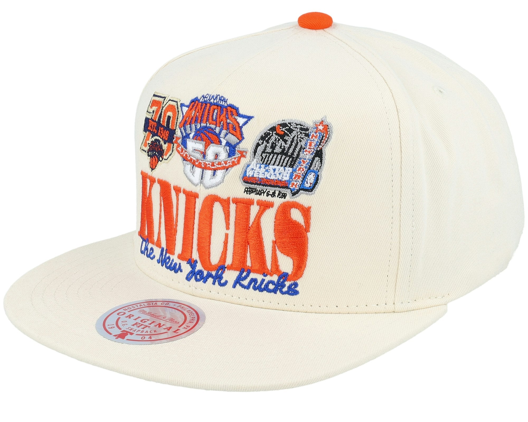 MENS MITCHELL & NESS NBA REFRAME RETRO SNAPBACK HWC KNICKS - OFF WHITE
