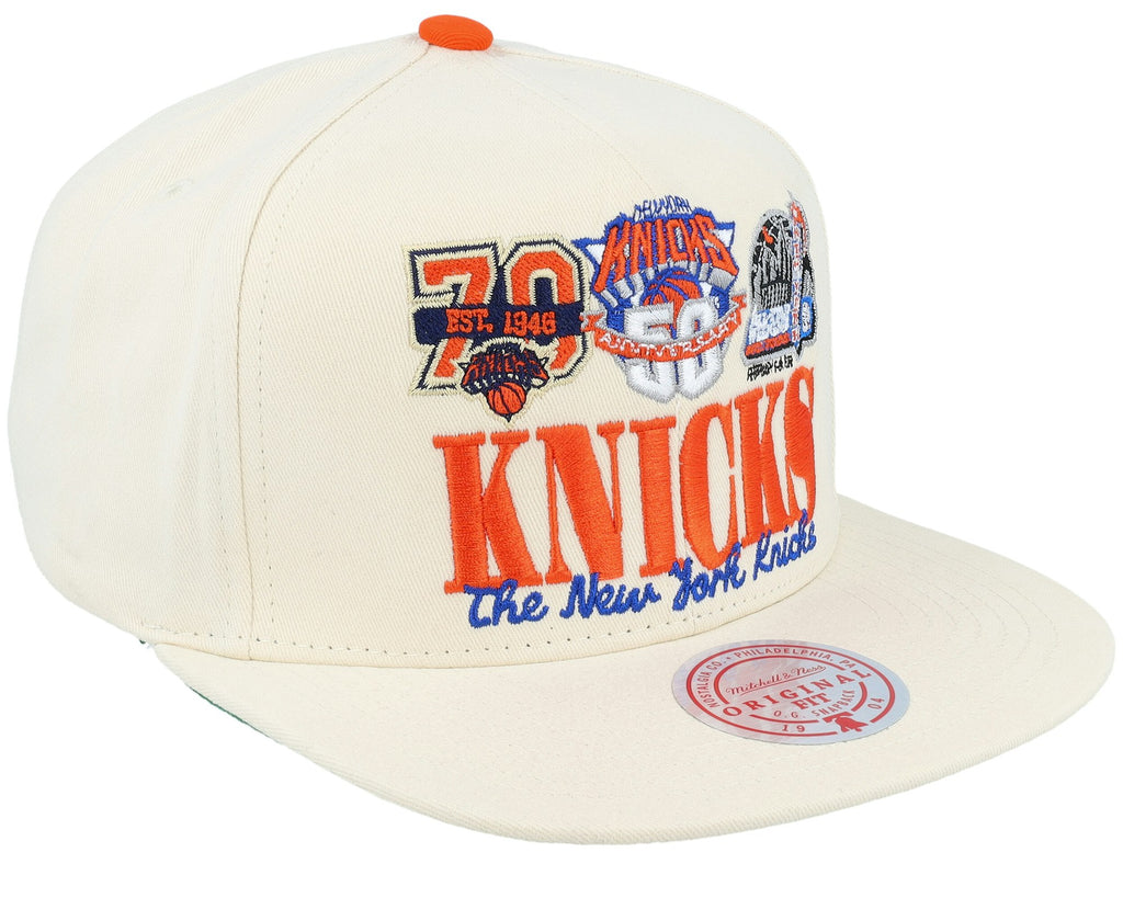 MENS MITCHELL & NESS NBA REFRAME RETRO SNAPBACK HWC KNICKS - OFF WHITE