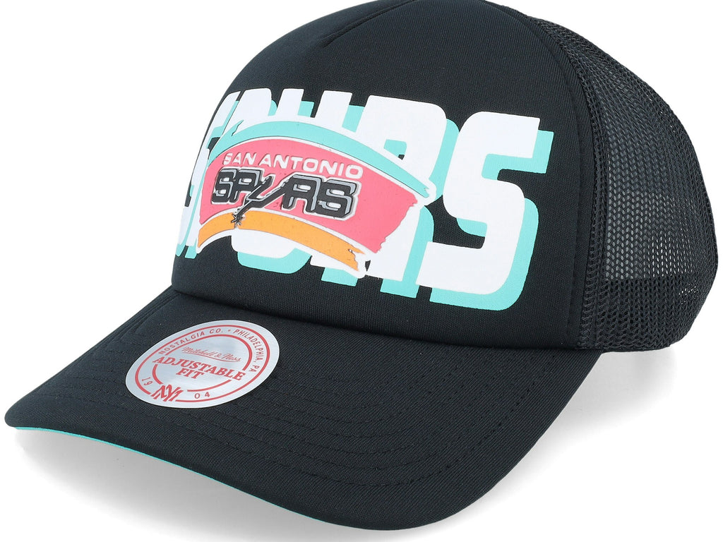 Mens MITCHELL & NESS NBA BILLBOARD TRUCKER SNAPBACK HWC SPURS