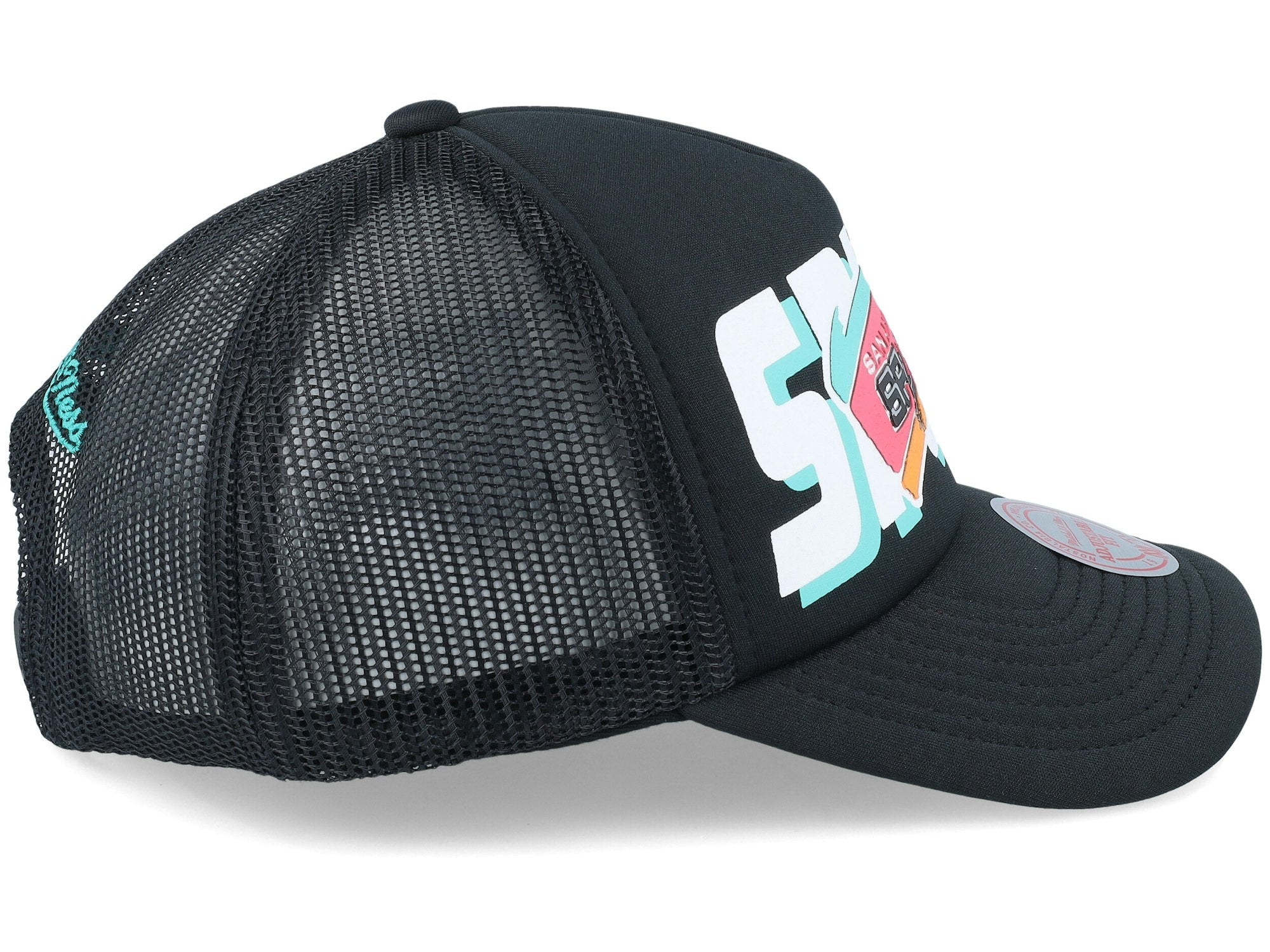 Mens MITCHELL & NESS NBA BILLBOARD TRUCKER SNAPBACK HWC SPURS