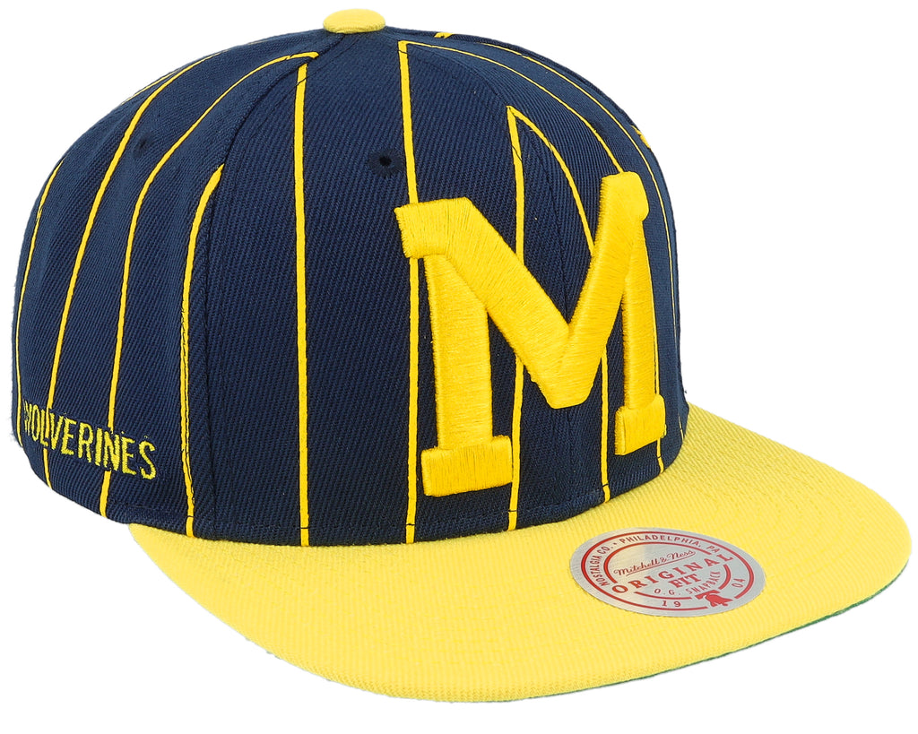 Mens Mitchell & Ness NCAA TEAM PIN SNAPBACK MICHIGAN