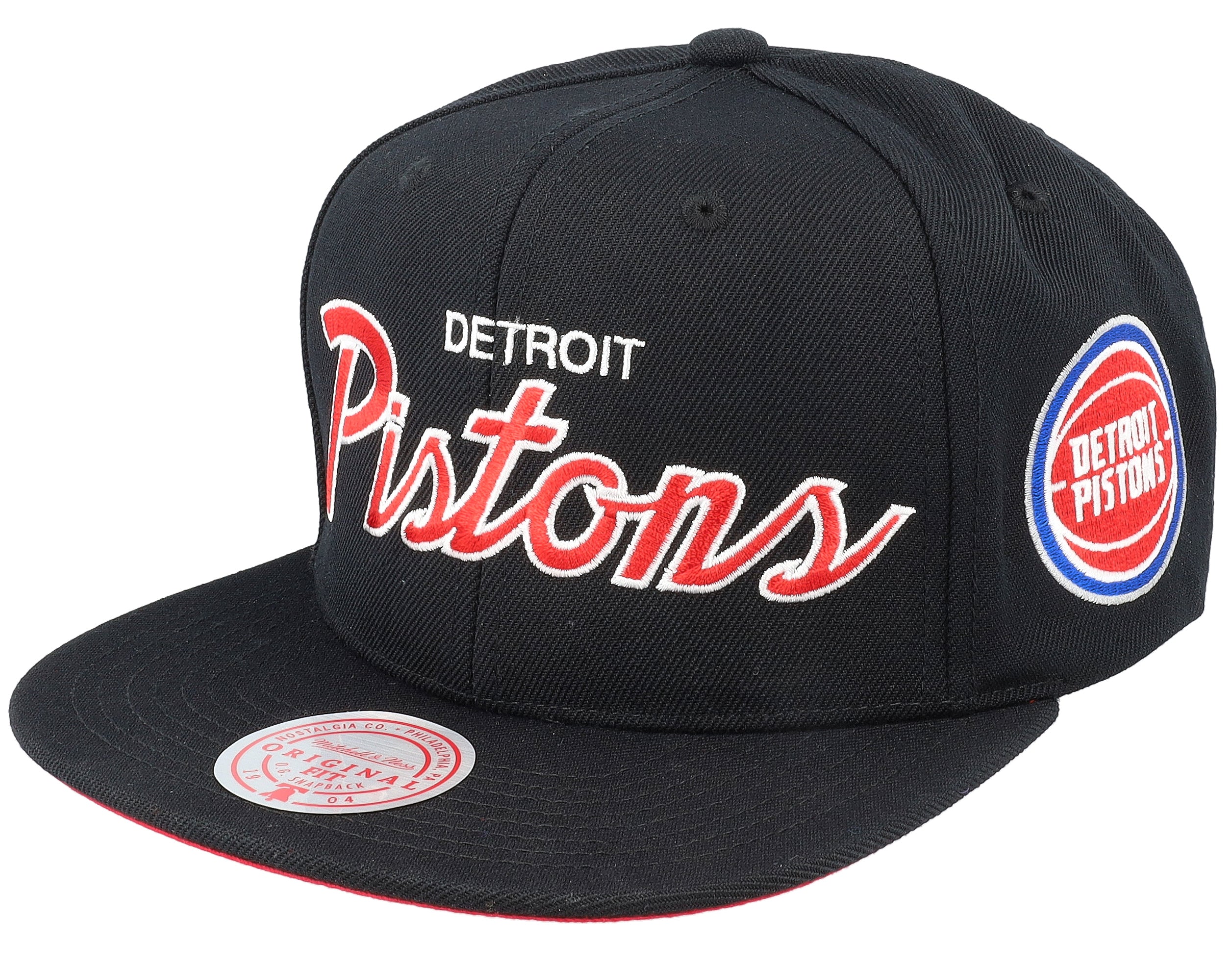 Mens Mitchell & Ness NBA TEAM SCRIPT 2.0 SNAPBACK PISTONS