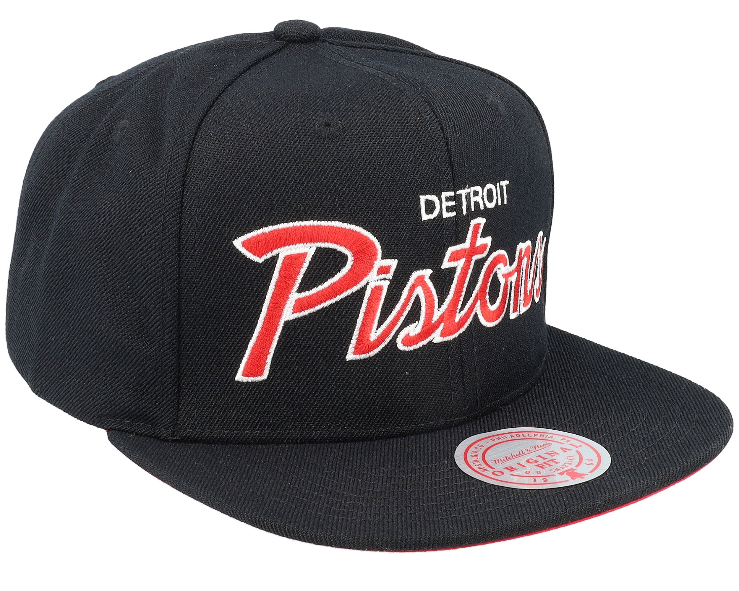 Mens Mitchell & Ness NBA TEAM SCRIPT 2.0 SNAPBACK PISTONS