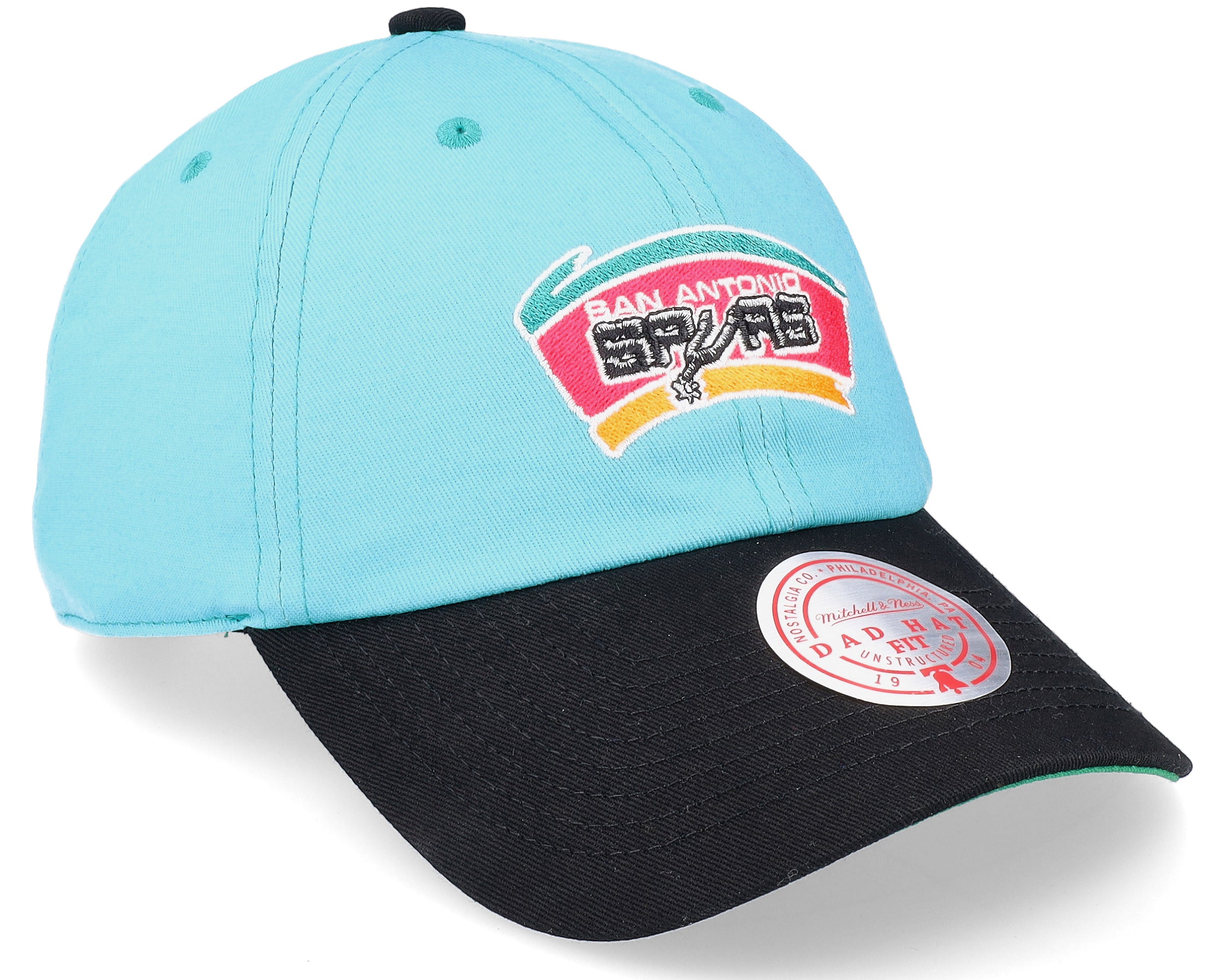 Mens MITCHELL & NESS NBA TEAM 2 TONE 2.0 DAD STRAPBACK HWC SPURS
