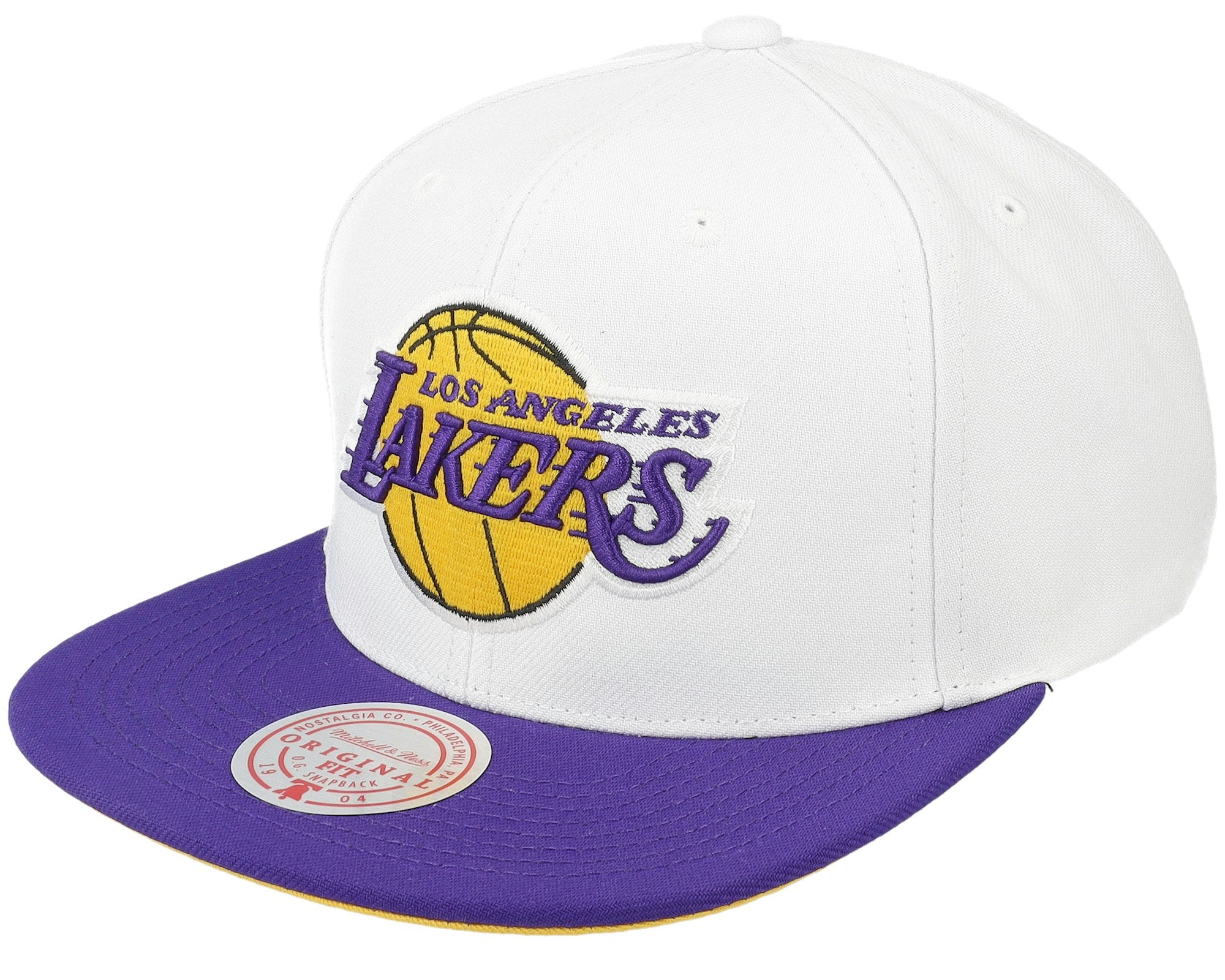 MENS MITCHELL & NESS NBA CORE BASIC SNAPBACK LAKERS - WHITE-PURPLE