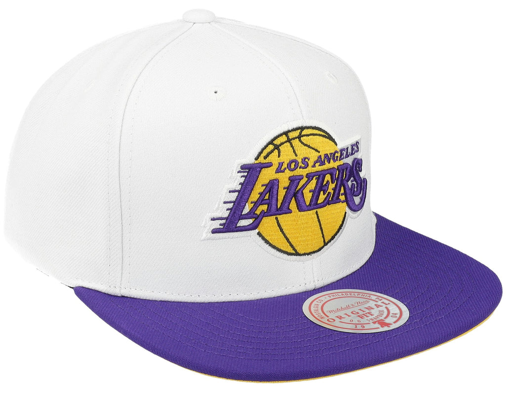 MENS MITCHELL & NESS NBA CORE BASIC SNAPBACK LAKERS - WHITE-PURPLE