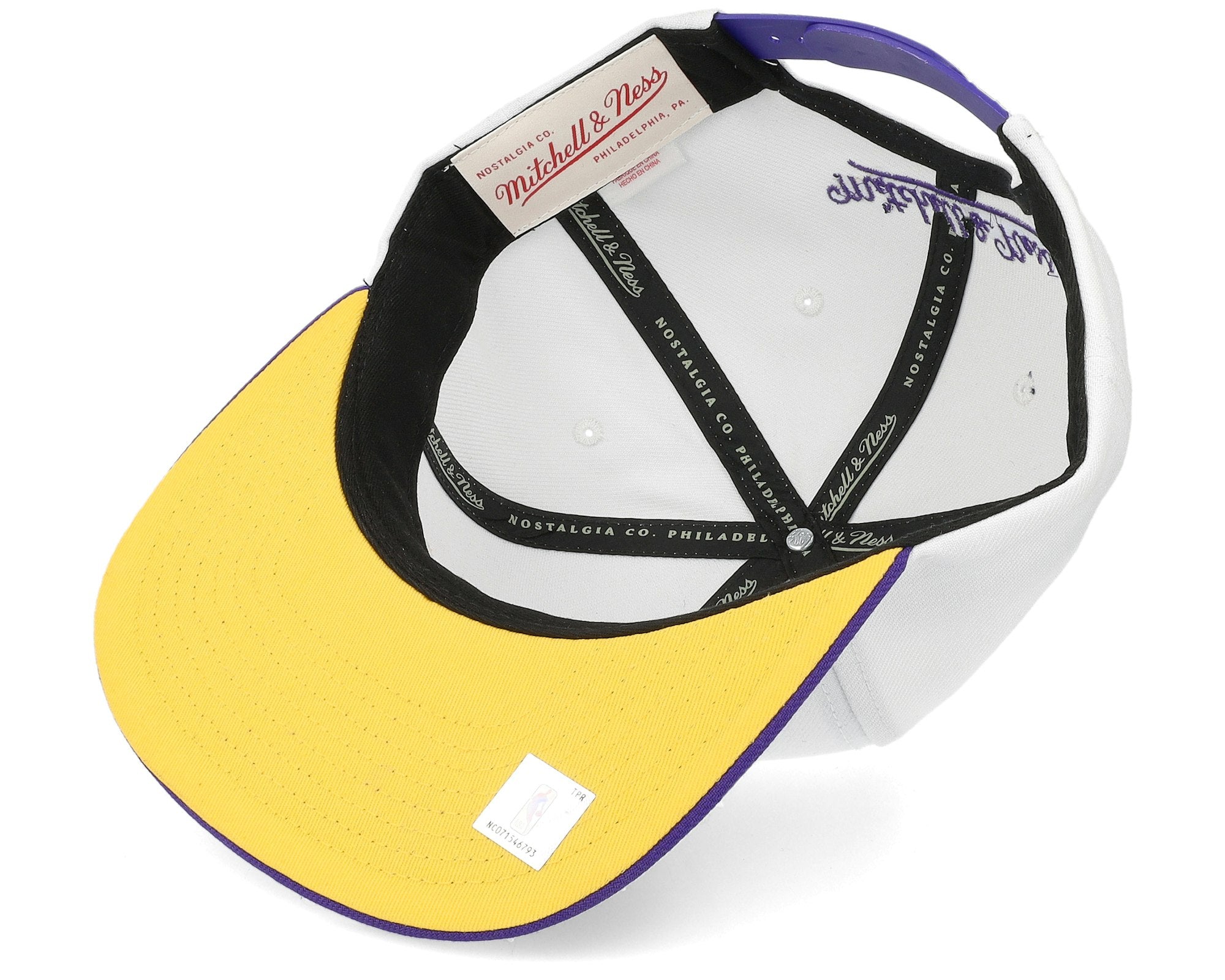 MENS MITCHELL & NESS NBA CORE BASIC SNAPBACK LAKERS - WHITE-PURPLE