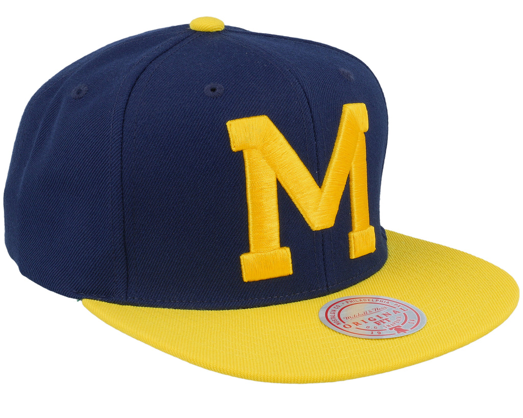 Mens Mitchell & Ness NCAA TEAM 2 TONE 2.0 SNAPBACK MICHIGAN